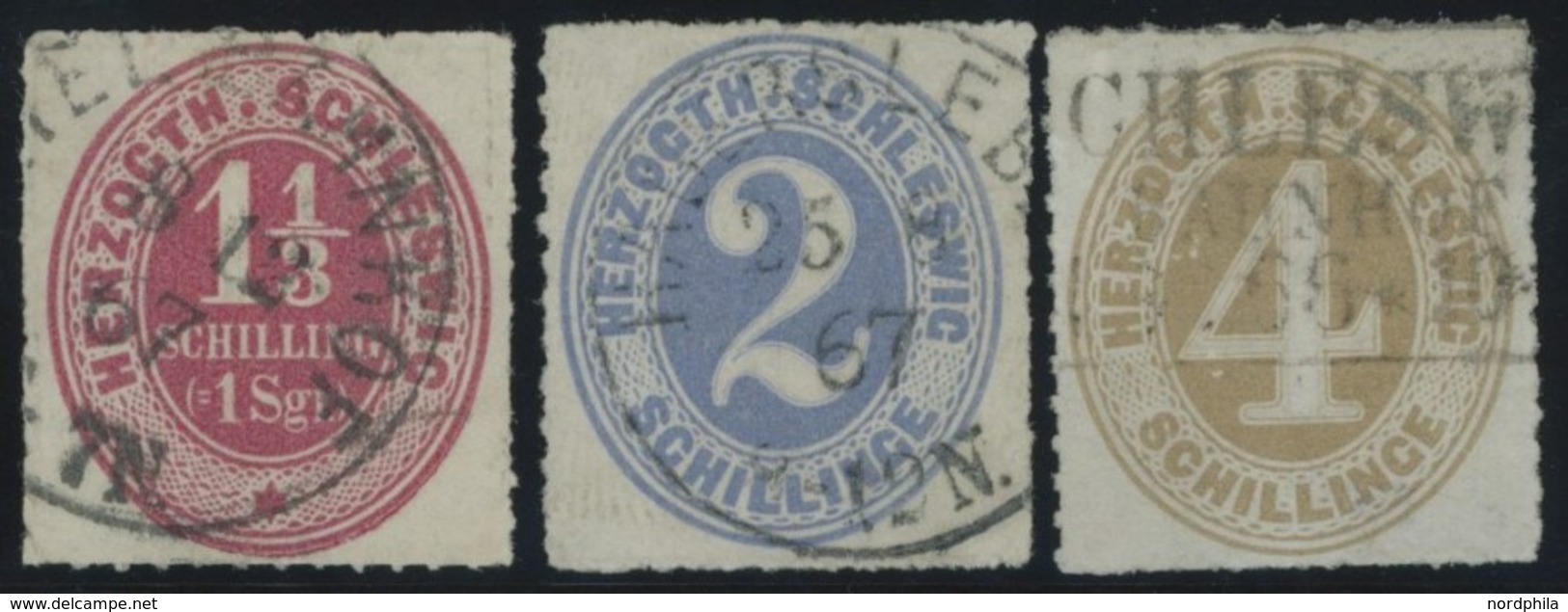 SCHLESWIG-HOLSTEIN 15-17 O, 1865, 1 1/3 S. - 4 S., 3 Prachtwerte, Meist Geprüft, Mi. 250.- - Schleswig-Holstein