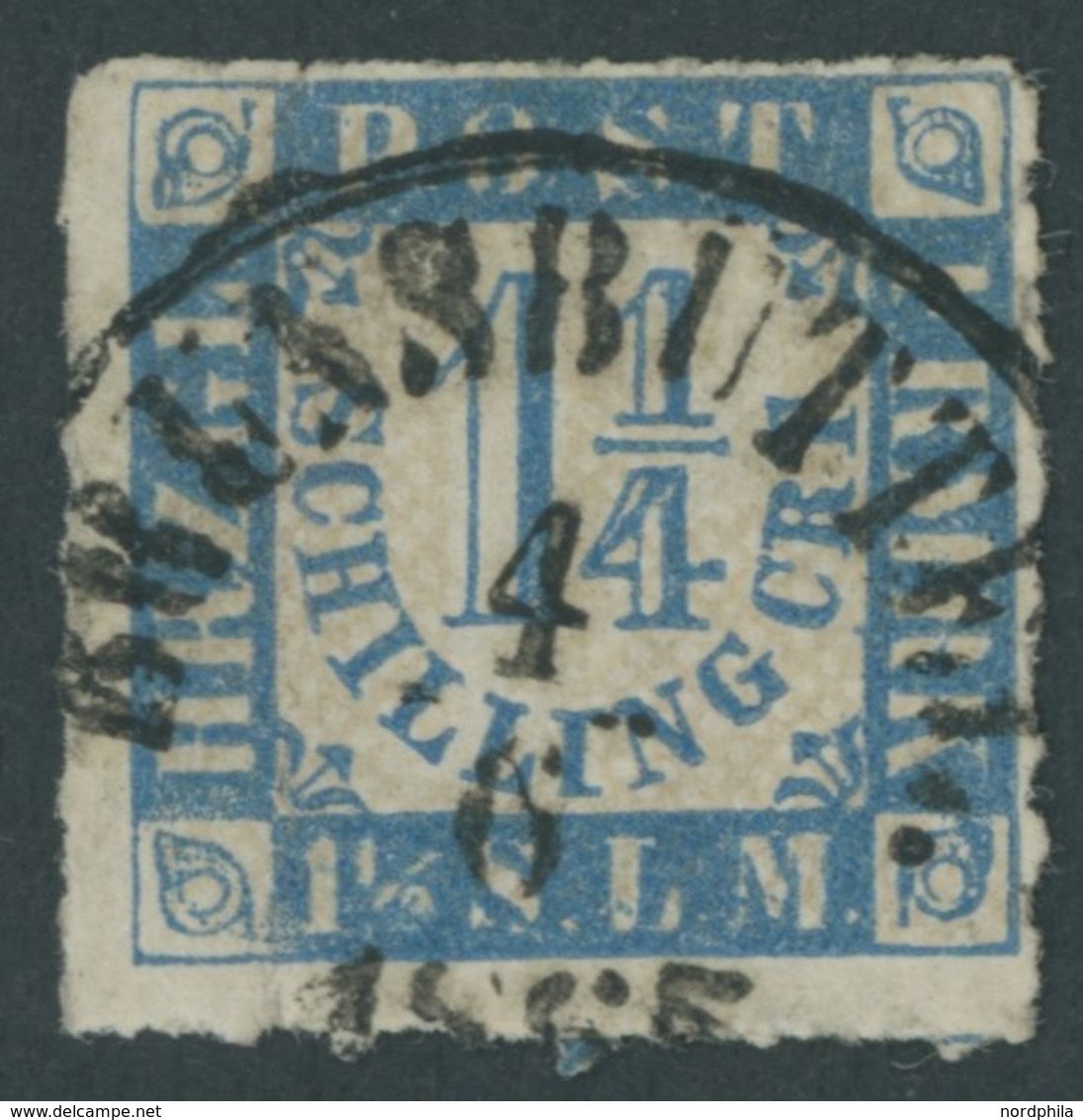 SCHLESWIG-HOLSTEIN 7 O, BRUNSBÜTTEL, K1 Auf 11/4 S. Mittelblau/weißrosa, Bugspur Sonst Pracht - Schleswig-Holstein