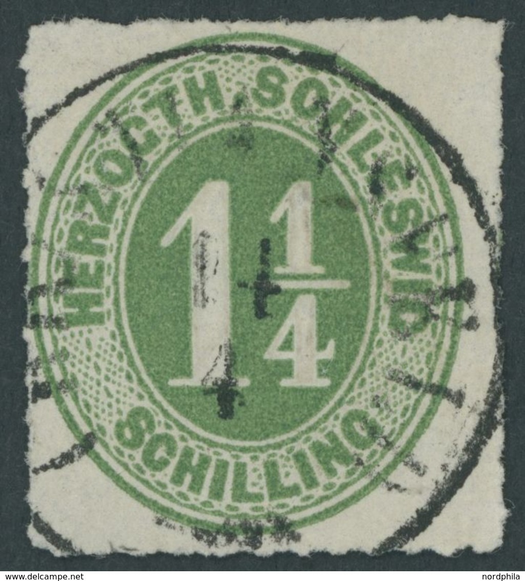 SCHLESWIG-HOLSTEIN 4 O, CHRISTIANSFELD, K2 Zentrisch Auf1 1/4 S. Dunkelgelblichgrün, Pracht - Schleswig-Holstein