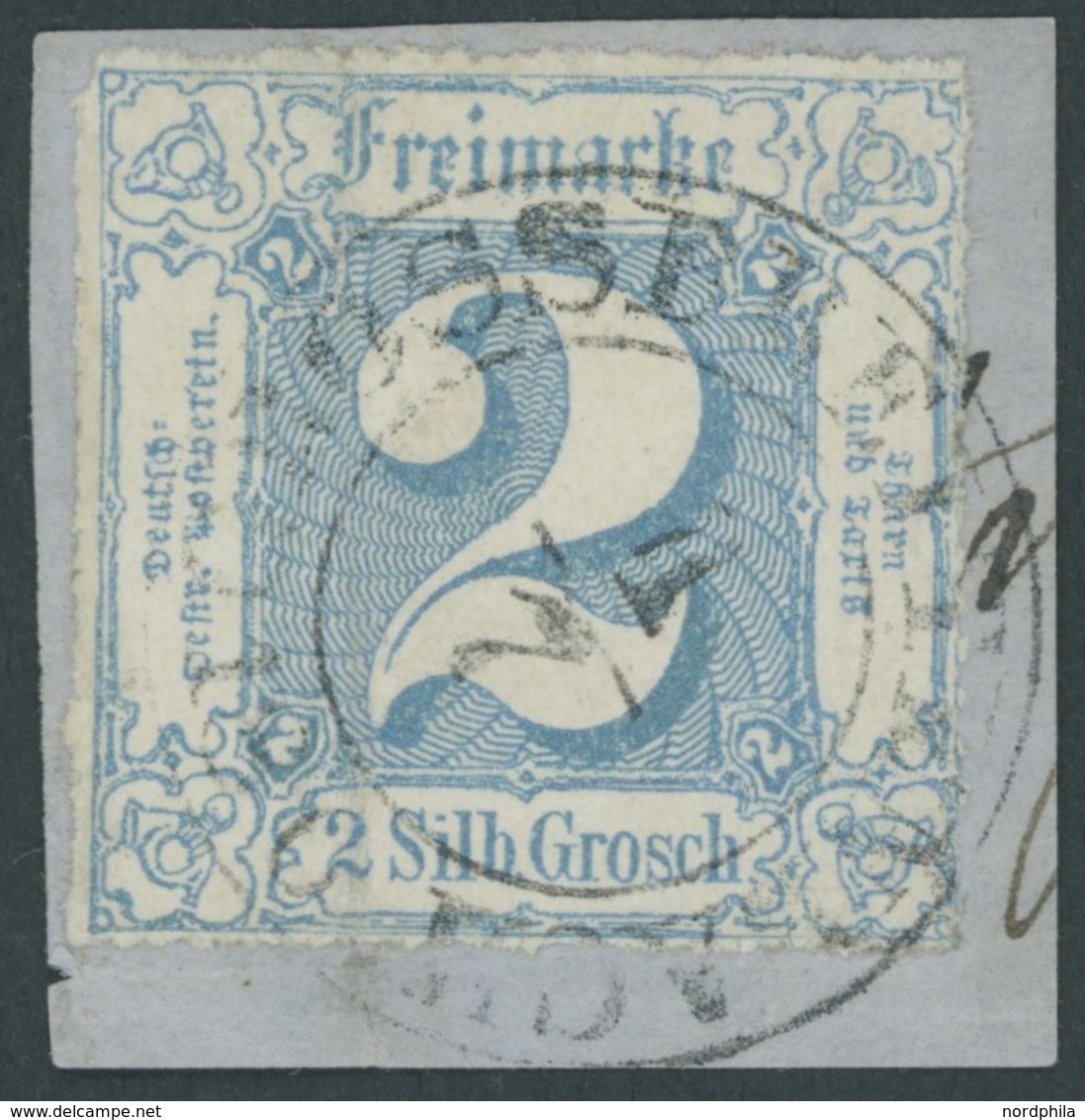 THURN Und TAXIS 39 BrfStk, 1865, 2 Sgr. Hellblau, K2 GROSSBREITENBACH, Leichte Bugspur Sonst Prachtbriefstück - Otros & Sin Clasificación