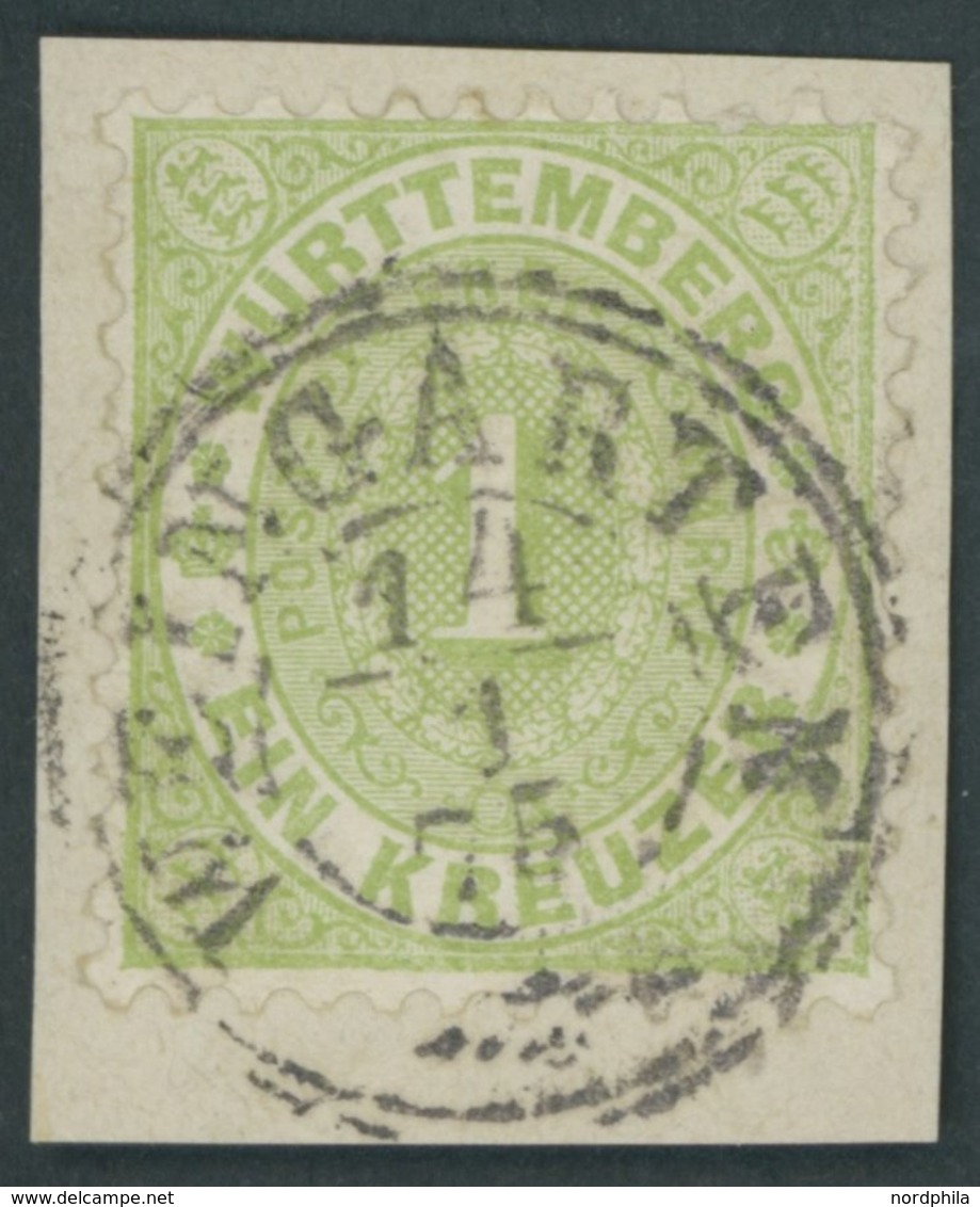 WÜRTTEMBERG 43 BrfStk, 1874, 1 Kr. Gelblichgrün, K3 WEINGARTEN, Prachtbriefstück - Otros & Sin Clasificación