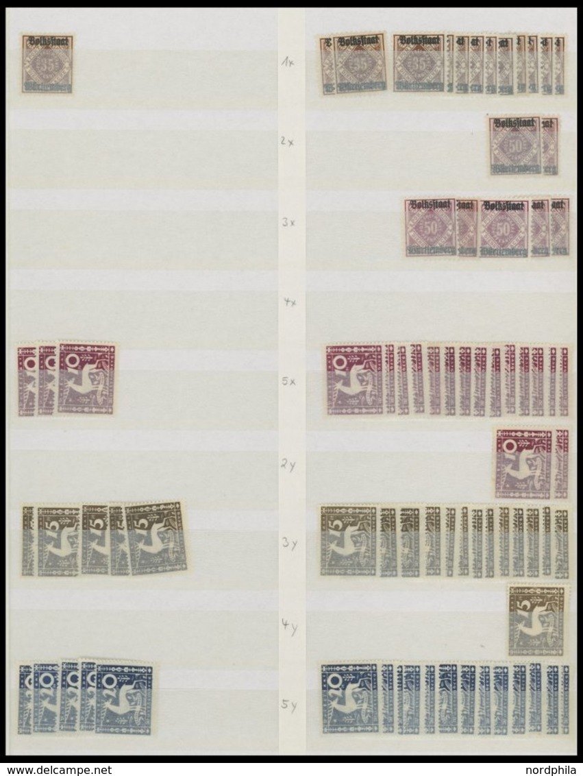 WÜRTTEMBERG 44-281 *,** , 1875-1923, gut sortierte reichhaltige Dublettenpartie Neue Währung und Dienstmarken I und II v