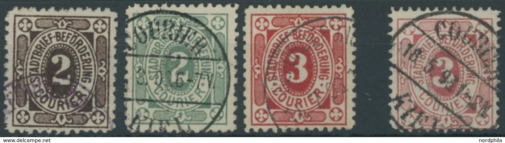 KIEL A 1-4 O, COURIER: 1895, 2 - 3 Pf. Große Eckkreuze, 4 Prachtwerte - Correos Privados & Locales