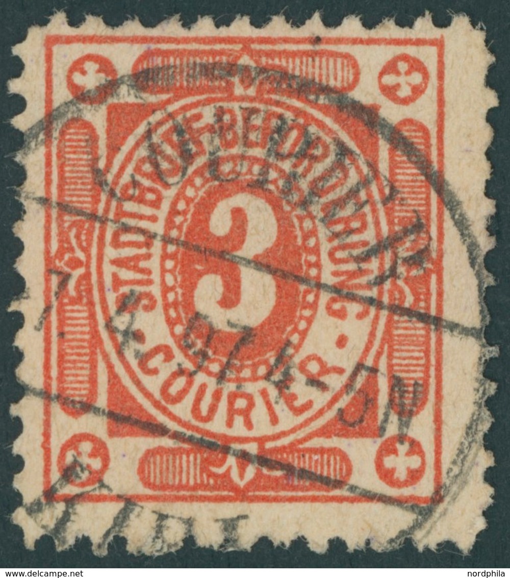 KIEL A 6 O, COURIER: 1897, 3 Pf. Kleine Eckkreuze, Pracht - Private & Local Mails