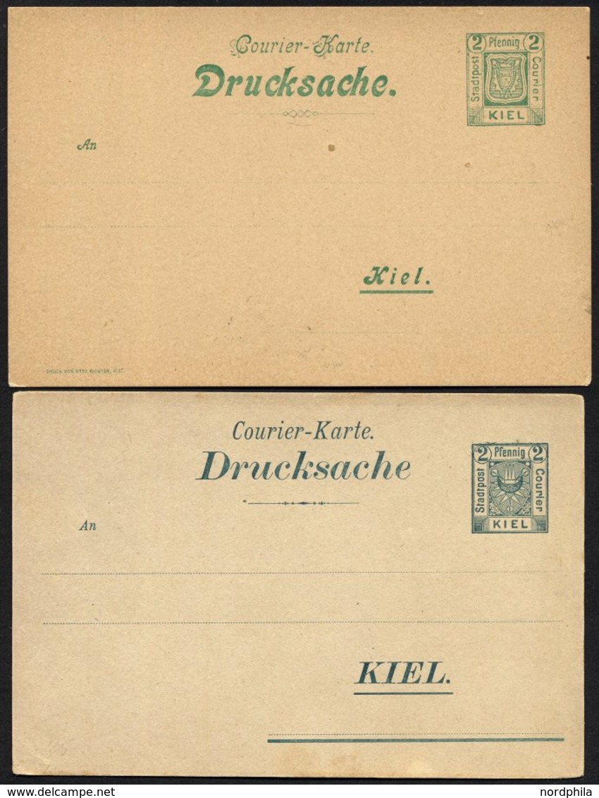 KIEL A P 24II,26I BRIEF, COURIER: 1899, 2 Pf. Grün, Anschriftenzeile Nicht Unterstrichen Und 2 Pf. Grün, Zierstrich Type - Postes Privées & Locales