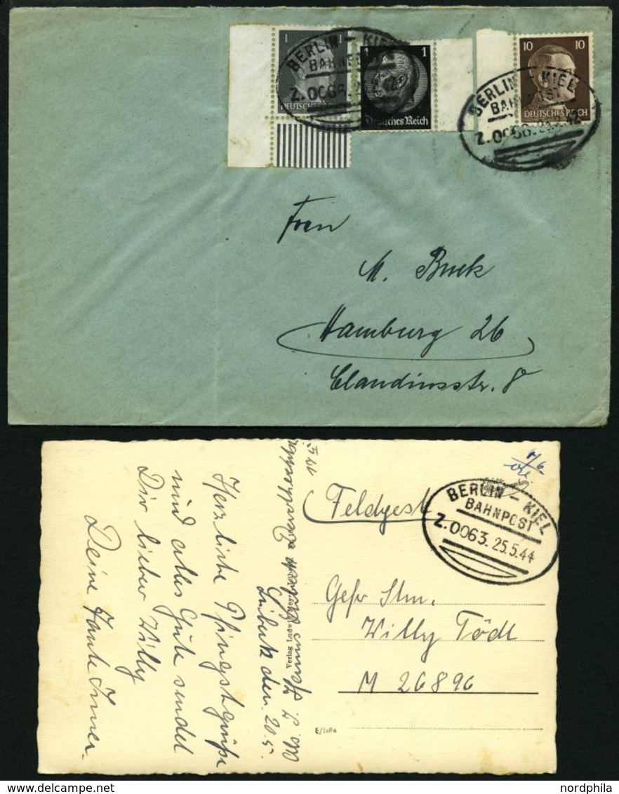 BAHNPOST Berlin-Kiel (Zug 63 (3x),64 (2x) Und 66), 1923-1944, 6 Belege Feinst/Pracht - Maschinenstempel (EMA)