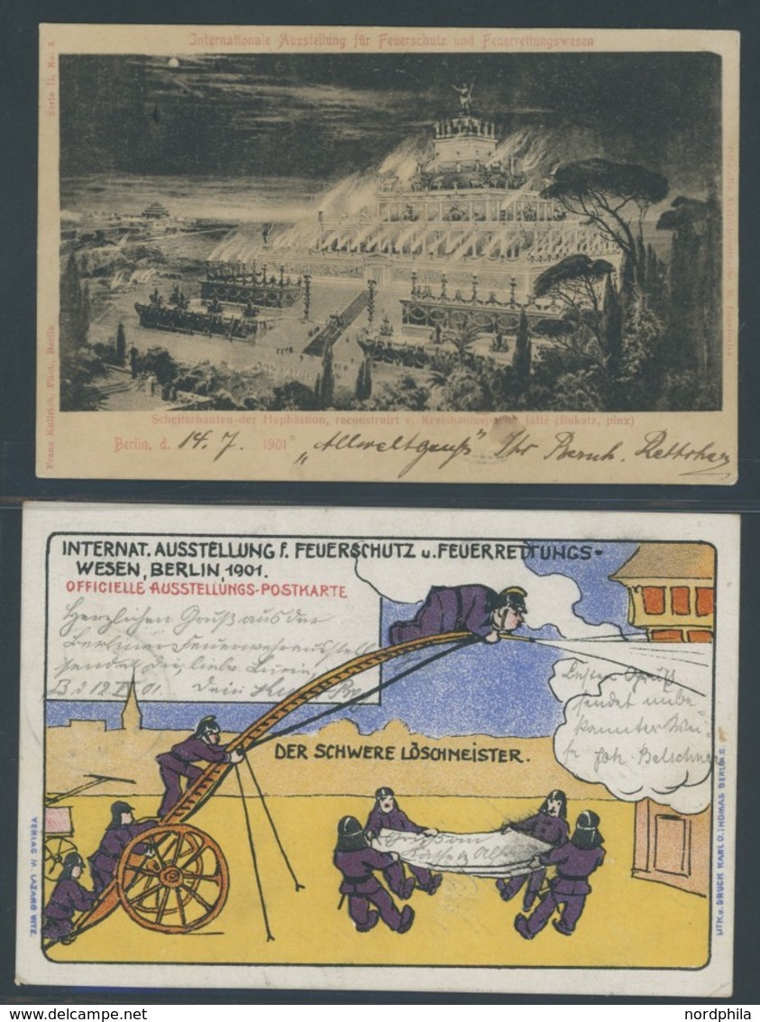 SST Bis 1918 19 BRIEF, BERLIN AUSST. FÜR FEUERSCHUTZ, 14.07. Und 12.9.1901, 2 Verschiedene Ansichtskarten, Pracht - Briefe U. Dokumente