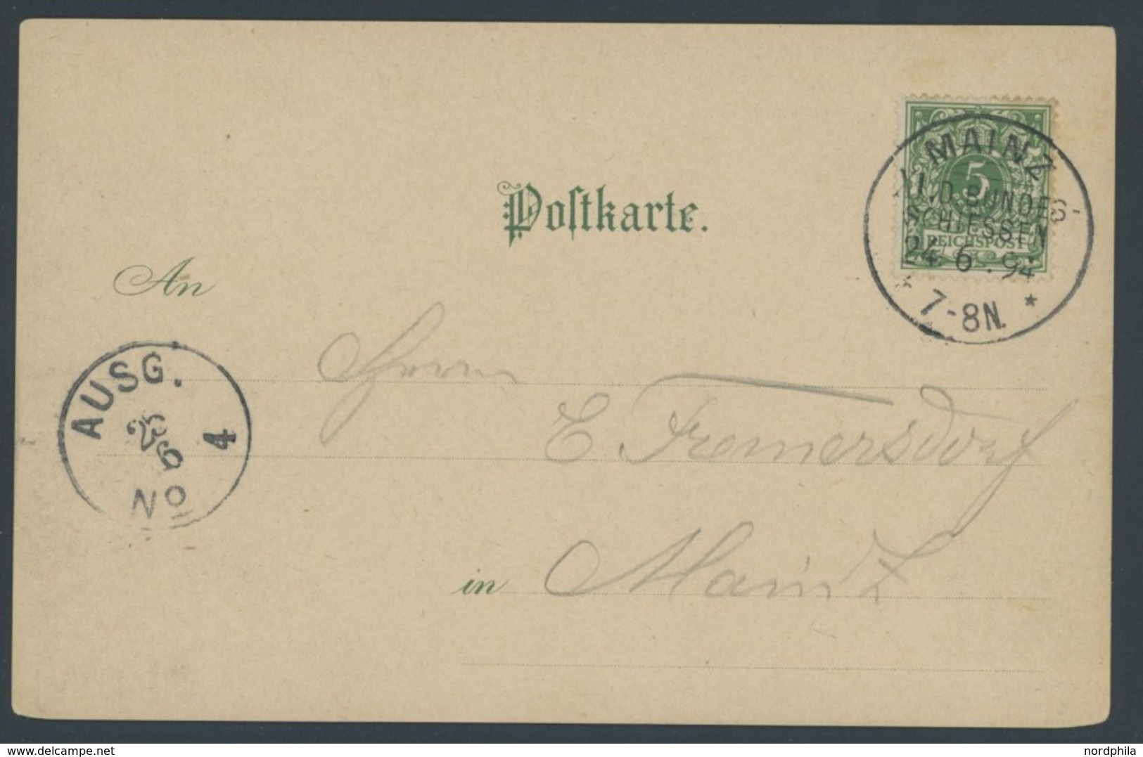 SST Bis 1918 01 BRIEF, MAINZ XI. D. BUNDESSCHIESSEN, 24.6.1894 (Letzttag), Auf Festtagskarte, Pracht - Briefe U. Dokumente
