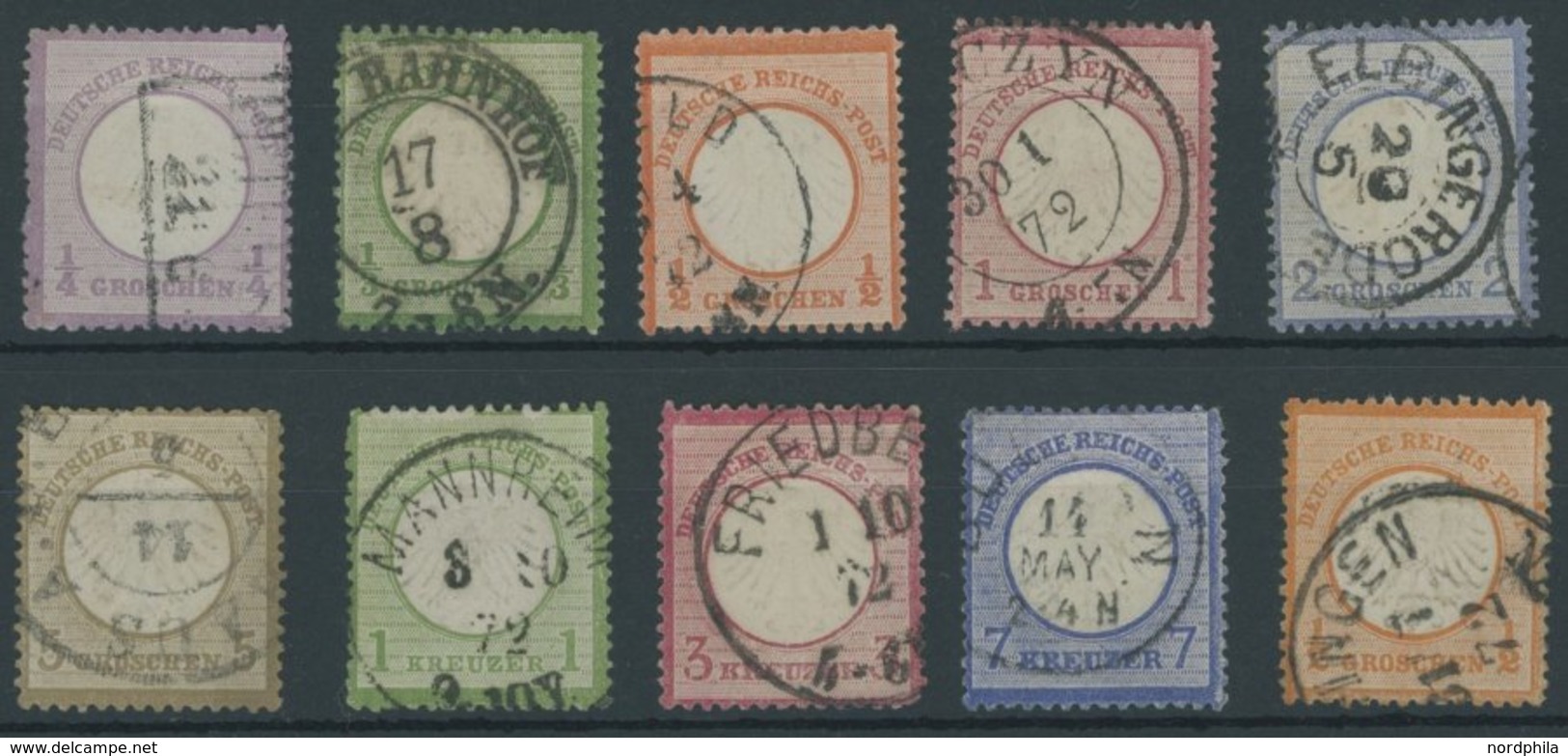 Dt. Reich O , 10 Werte Kleiner Brustschild (Mi.Nr. 1-7,9/10,14), Feinst/Pracht, Mi. 650.- - Used Stamps