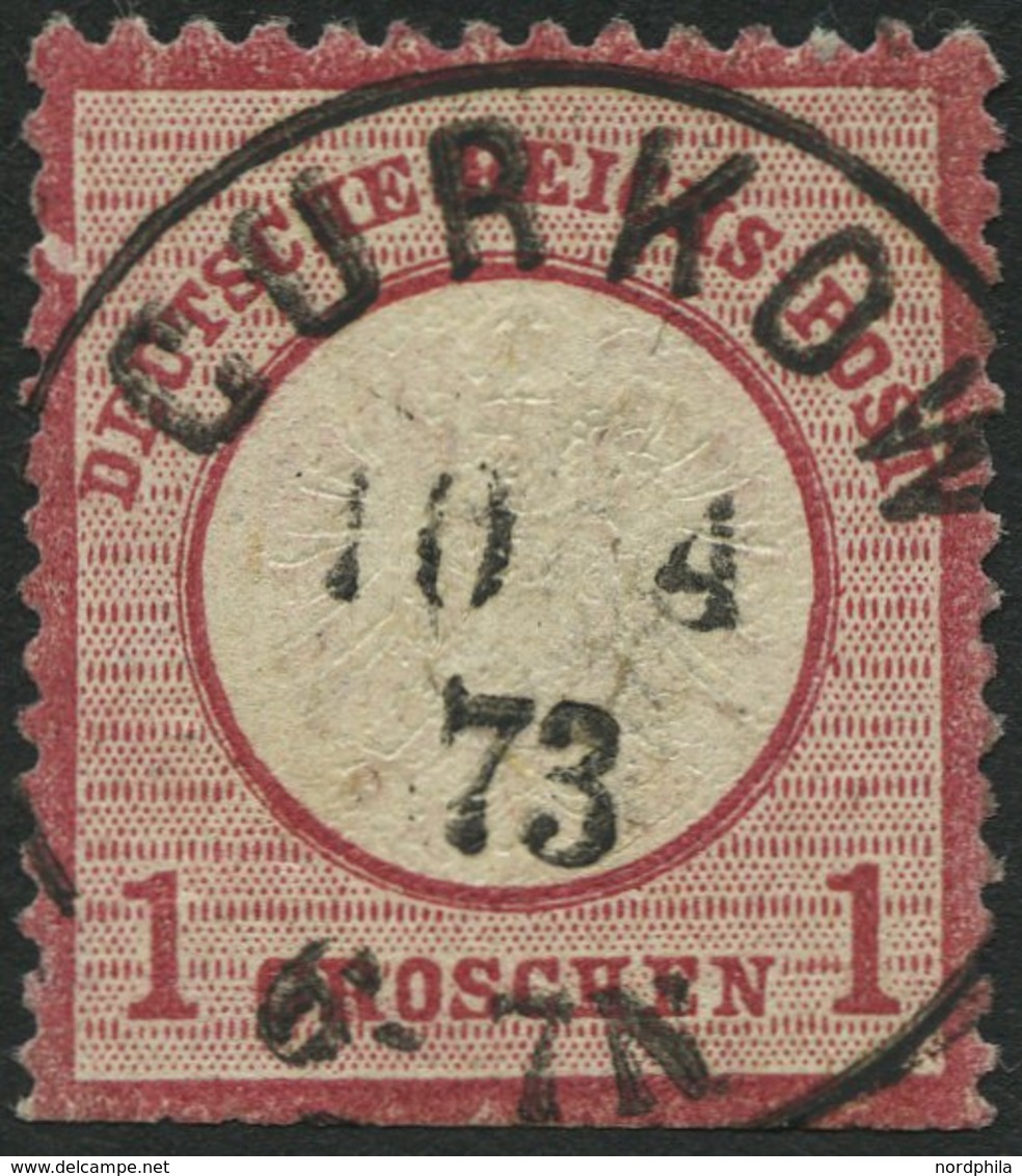 Dt. Reich 19IV O, 1872, 1 Gr. Rotkarmin Mit Plattenfehler Rahmen Links Neben TS In Deutsche Gebrochen, Zentrischer K1 GU - Used Stamps