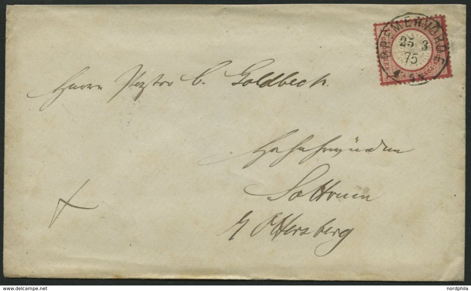 Dt. Reich 19XXXV BRIEF, 25.3.1875, 1 Gr. Rotkarmin (als 10 Pf.-Marke Verwendet) Mit Plattenfehler Punkt über E, Zentrisc - Used Stamps