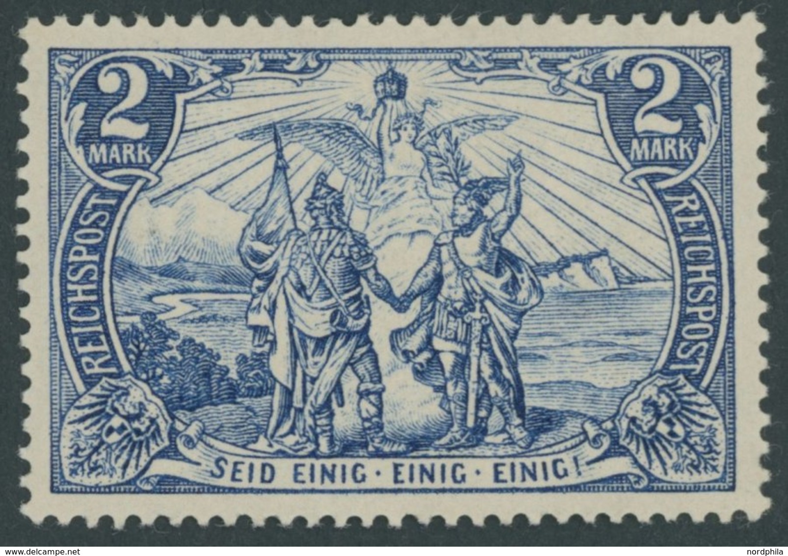 Dt. Reich 64I *, 1900, 2 M. Reichspost, Type I, Falzreste, Pracht, Mi. 140.- - Used Stamps