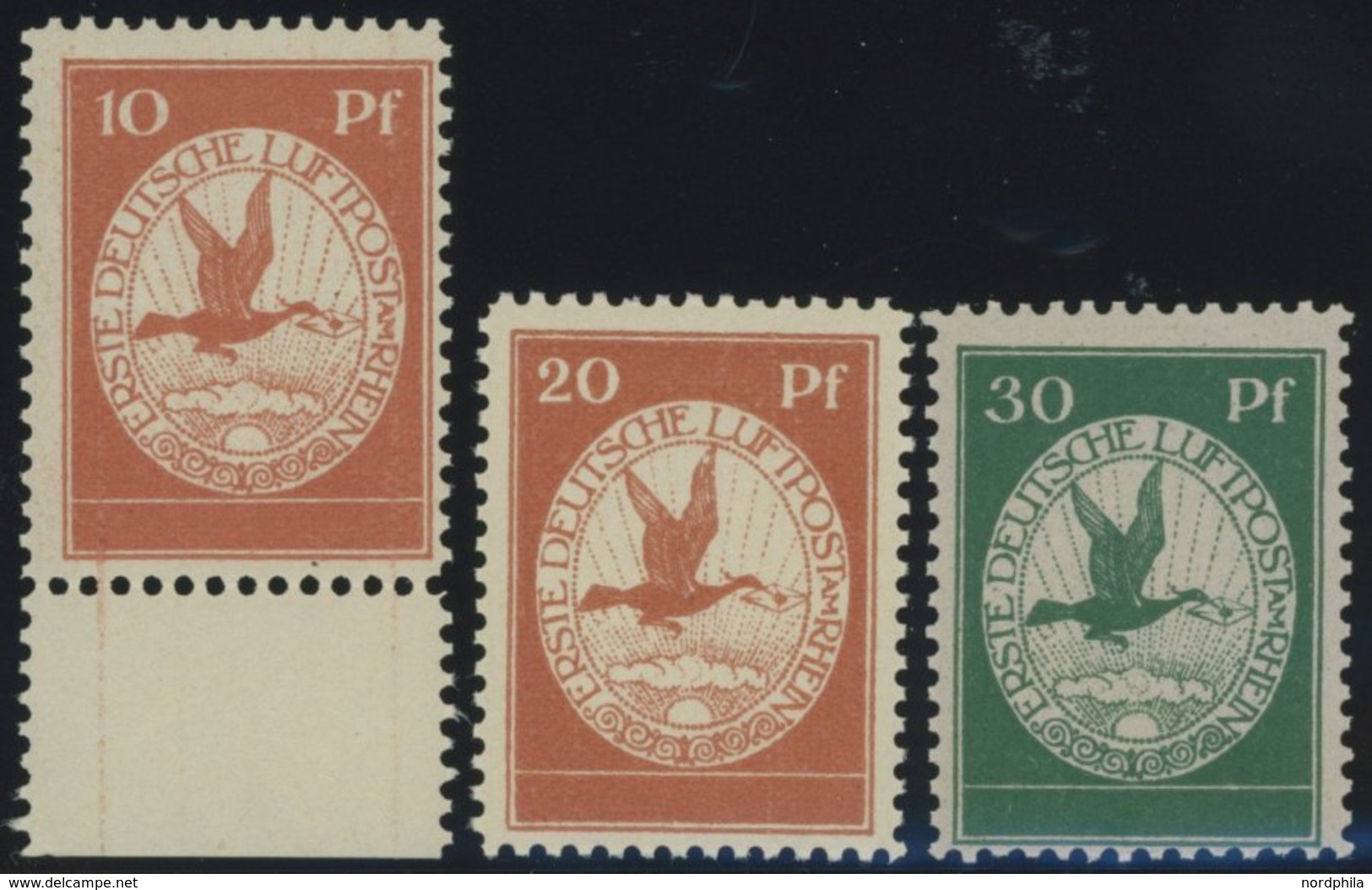 Dt. Reich I-III **, 1912, Flugpost Am Rhein Und Main, Postfrischer Prachtsatz, Mi. 230.- - Used Stamps