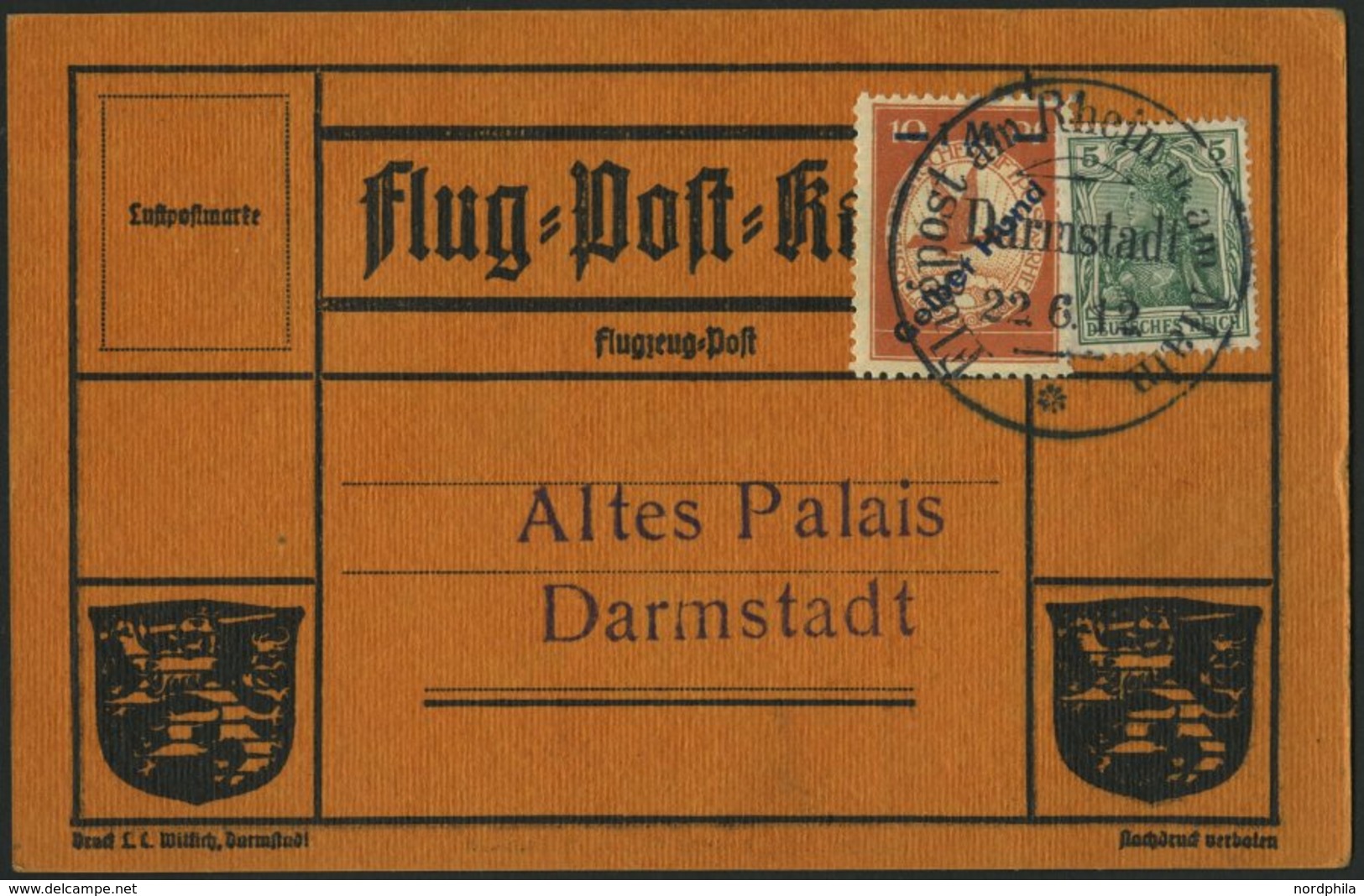 Dt. Reich IV BRIEF, 1912, 1 M. Auf 10 Pf. Gelber Hund Auf Karte Mit Sonderstempel Darmstadt 22.6.12, Pracht - Used Stamps