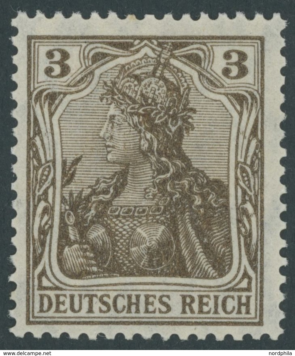 Dt. Reich 84IIb **, 1918, 3 Pf. Schwärzlichbraun Kriegsdruck, Postfrisch, Pracht, Gepr. Zenker, Mi. 70.- - Usados