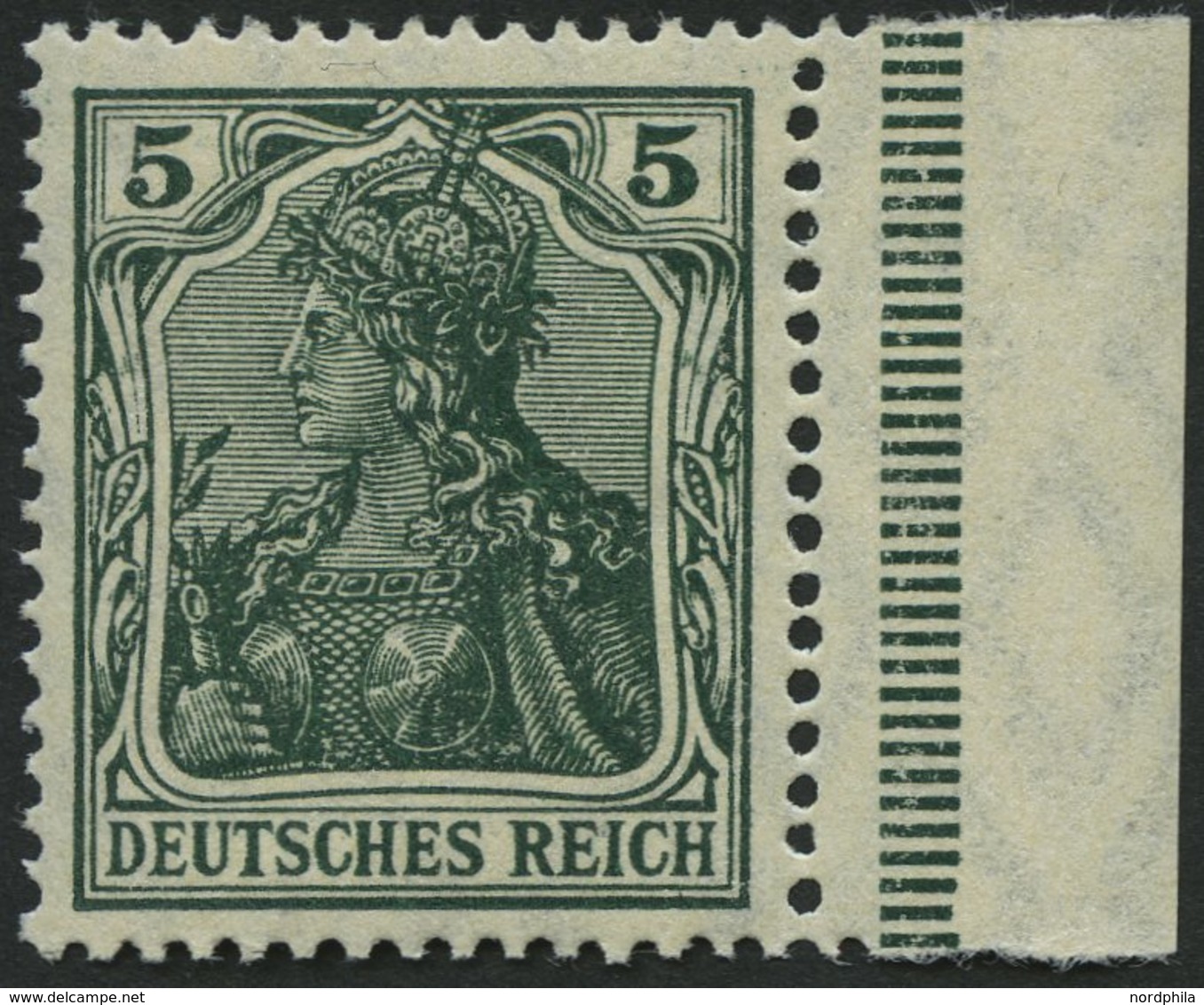 Dt. Reich 85IIe **, 1915, 5 Pf. Schwarzopalgrün Kriegsdruck, Pracht, Gepr. Zenker, Mi. 400.- - Used Stamps