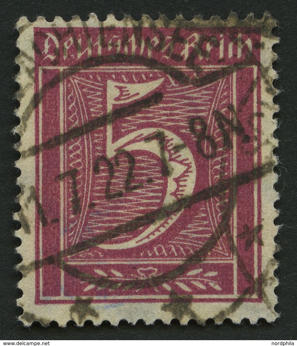 Dt. Reich 177 O, 1922, 5 Pf. Lilakarmin, Wz. 2, Pracht, Gepr. Dr, Oechsner, Mi. 260.- - Usados