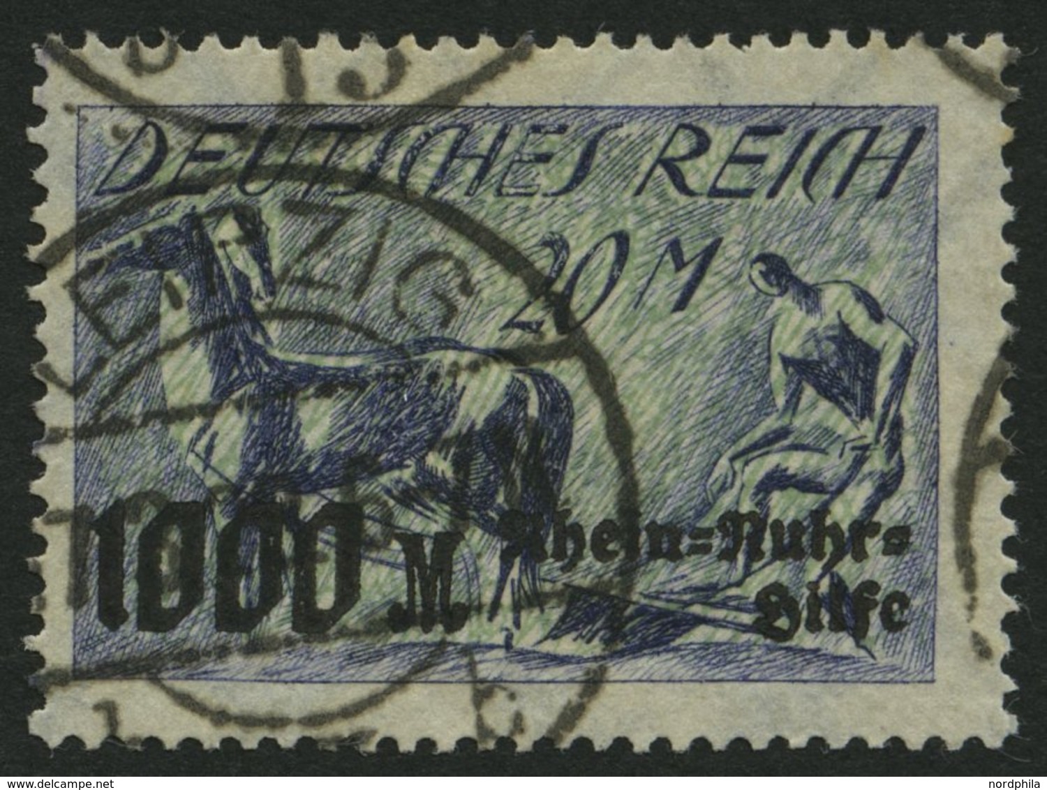 Dt. Reich 260 O, 1923, 20 M. Rhein- Und Ruhrhilfe, Pracht, Gepr. Meyer, Mi. 110.- - Gebruikt