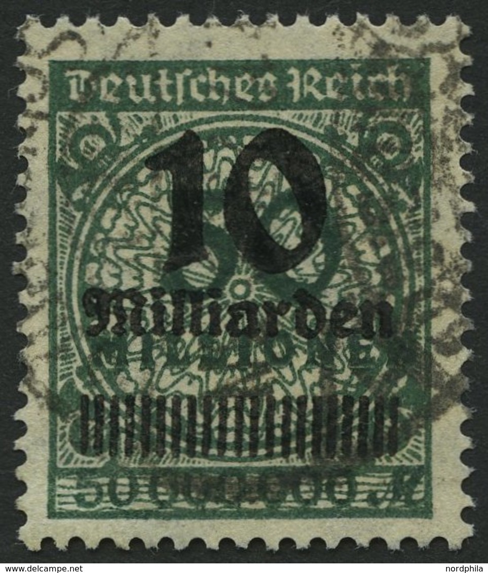 Dt. Reich 336AWb O, 1923, 10 Mrd. Auf 50 Mio. M. Schwarzopalgrün, Walzendruck, Pracht, Gepr. Dr. Oechsner, Mi. 2000.- - Usados