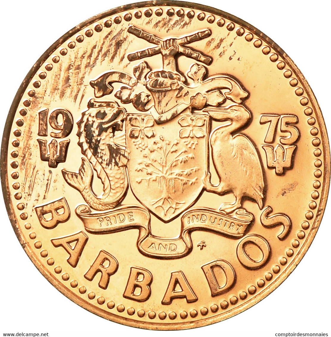 Monnaie, Barbados, Cent, 1975, Franklin Mint, SUP, Bronze, KM:10 - Barbades