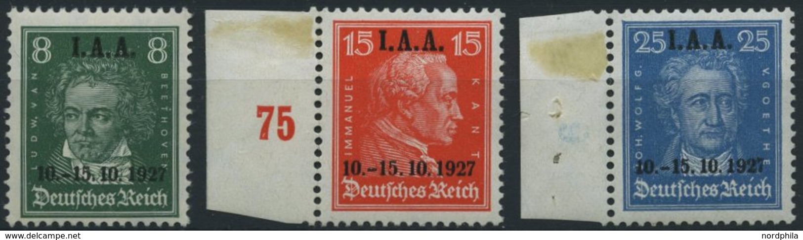 Dt. Reich 407-09 **, 1927, I.A.A., Satz Feinst/Pracht, Mi. 240.- - Other & Unclassified