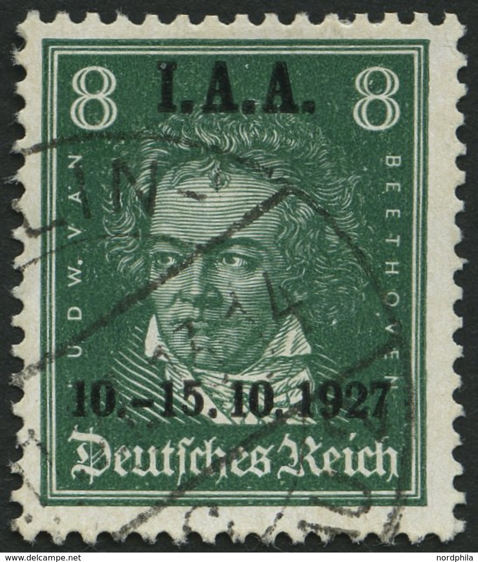 Dt. Reich 407 O, 1927, 8 Pf. I.A.A., Pracht, Mi. 85.- - Other & Unclassified