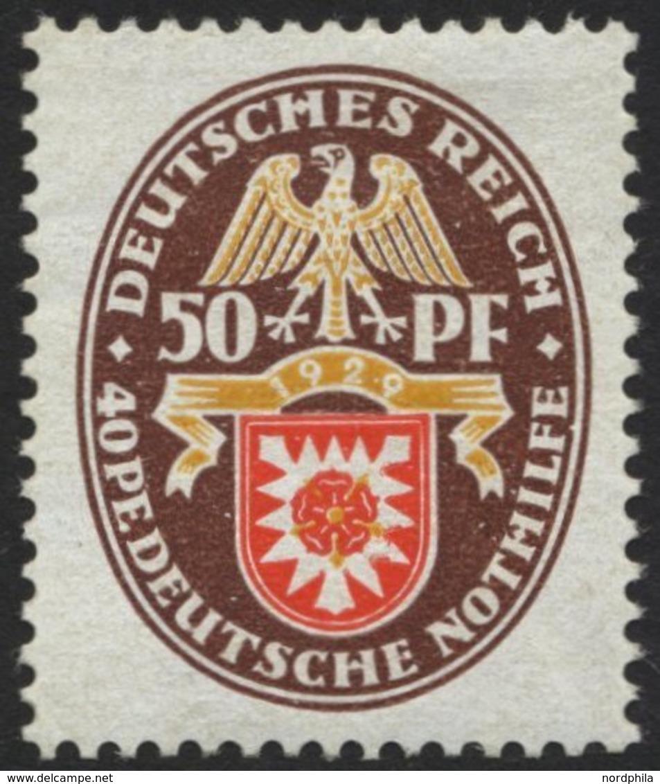 Dt. Reich 434I *, 1929, 50 Pf. Nothilfe Mit Abart PE Statt PF, Falzreste, Pracht, Signiert, Mi. 200.- - Otros & Sin Clasificación