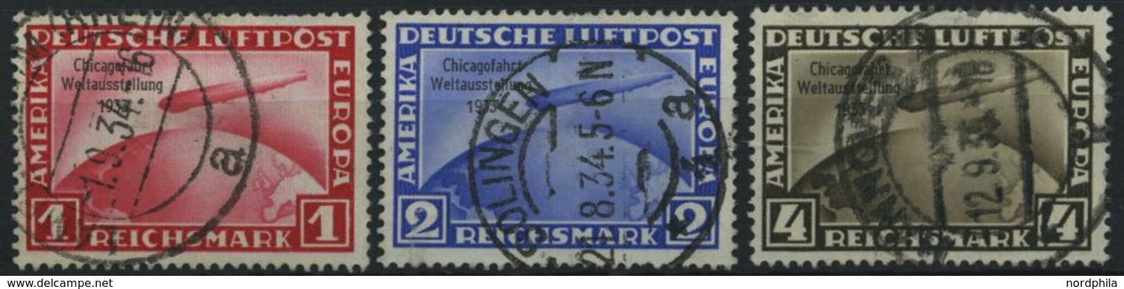 Dt. Reich 496-98 O, 1933, Chicagofahrt, Satz Feinst/Pracht (1 Und 2 RM Kleine Zahnfehler) - Andere & Zonder Classificatie