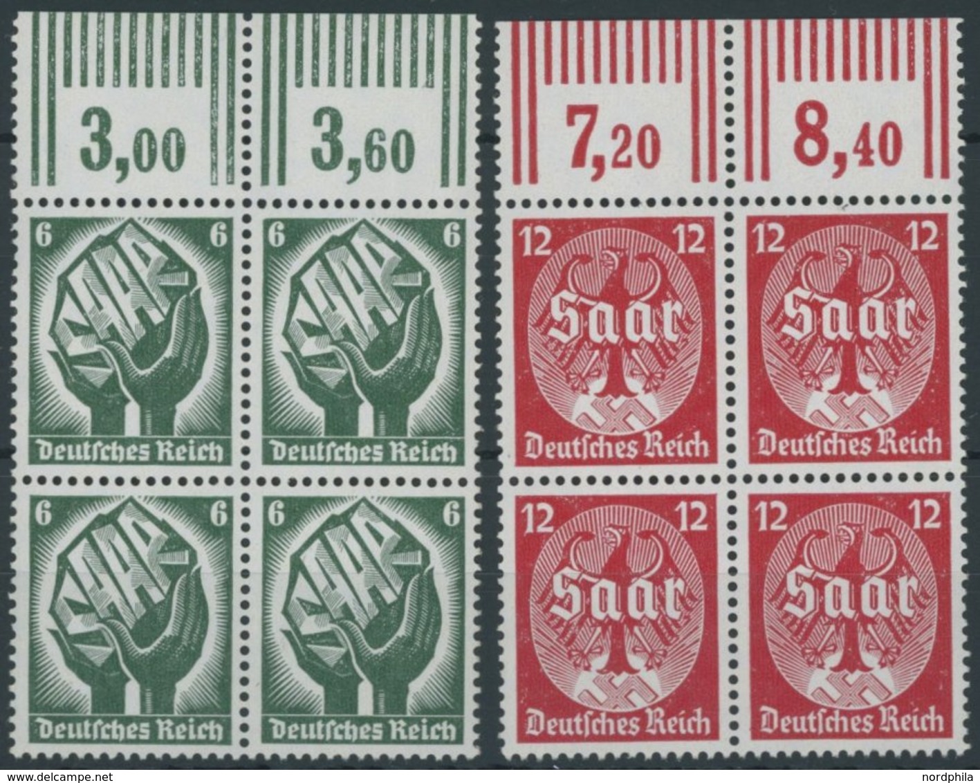 Dt. Reich 544/5 VB **, 1934, Saarabstimmung In Oberrandviererblocks, Pracht, Mi. 360.- - Andere & Zonder Classificatie