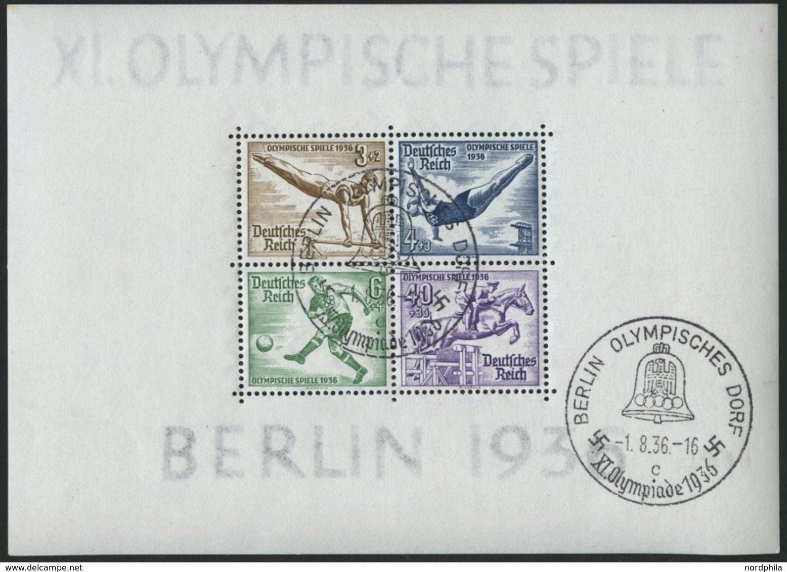 Dt. Reich Bl. 5 O, 1936, Block Olympische Spiele, Ersttags-Sonderstempel, Pracht, Mi. (90.-) - Otros & Sin Clasificación