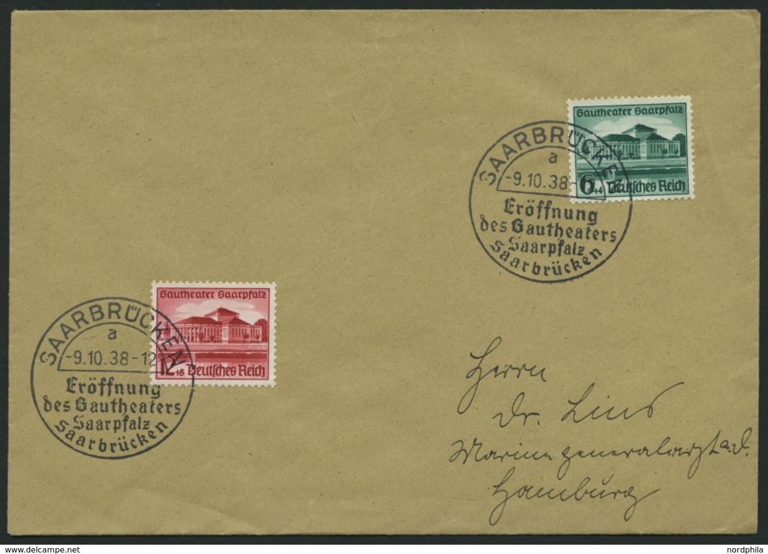 Dt. Reich 673/4 BRIEF, 1938, Gautheater Saarpfalz Auf FDC, Pracht - Otros & Sin Clasificación