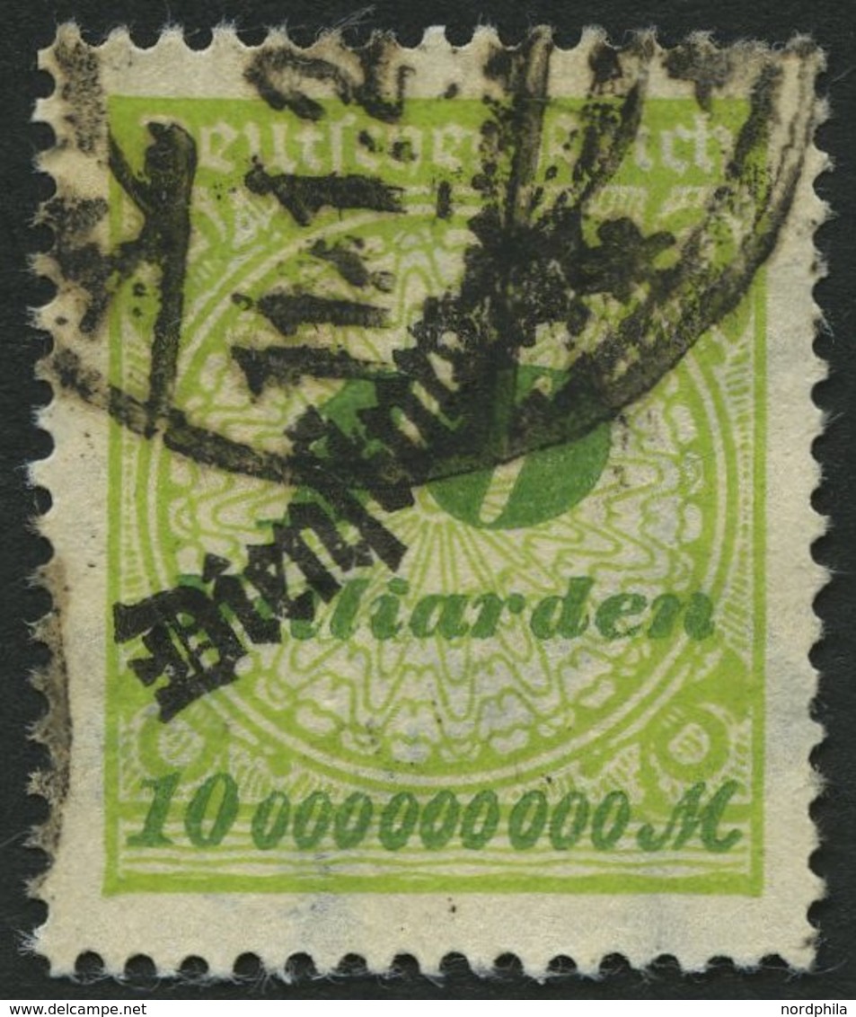 DIENSTMARKEN D 86 O, 1923, 10 Mrd. M. Schwärzlichgrüngelb/olivgrün, Bugspur Sonst Pracht, Kurzbefund Meyer, Mi. 180.- - Oficial