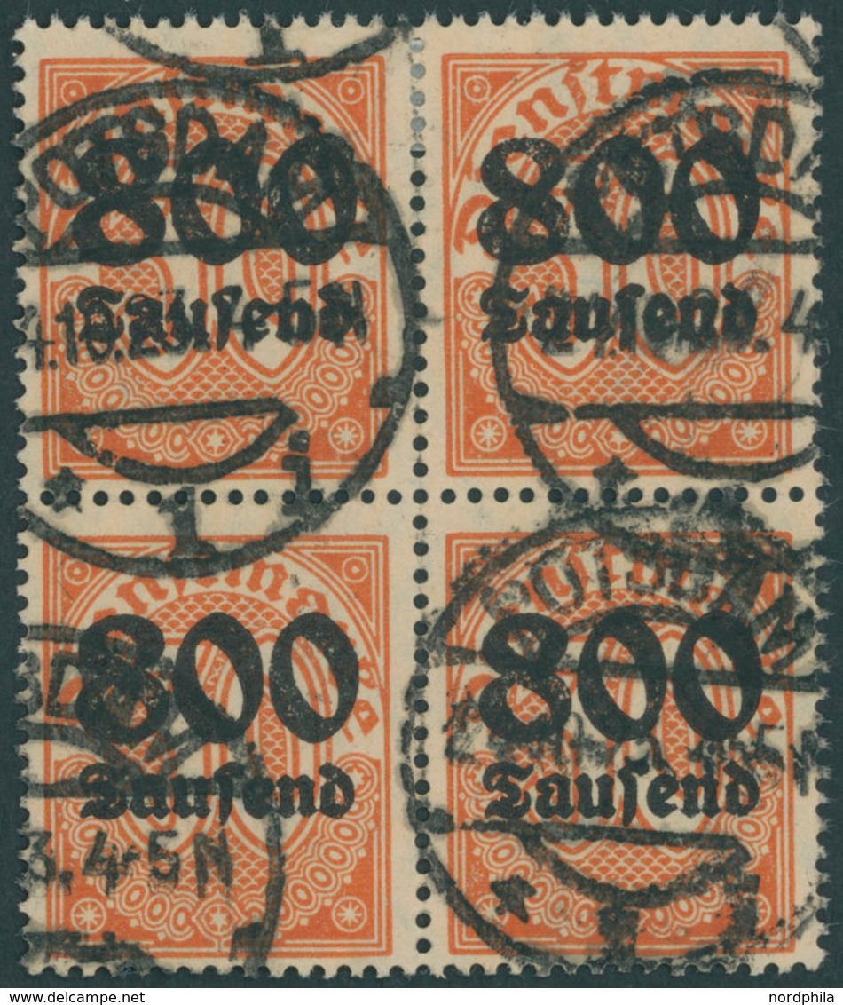 DIENSTMARKEN D 95Y VB O, 1923, 800 Tsd. M. Auf 30 Pf. Dunkelrotorange Auf Mattgelblichorange, Wz. 1, Im Viererblock, Pra - Oficial