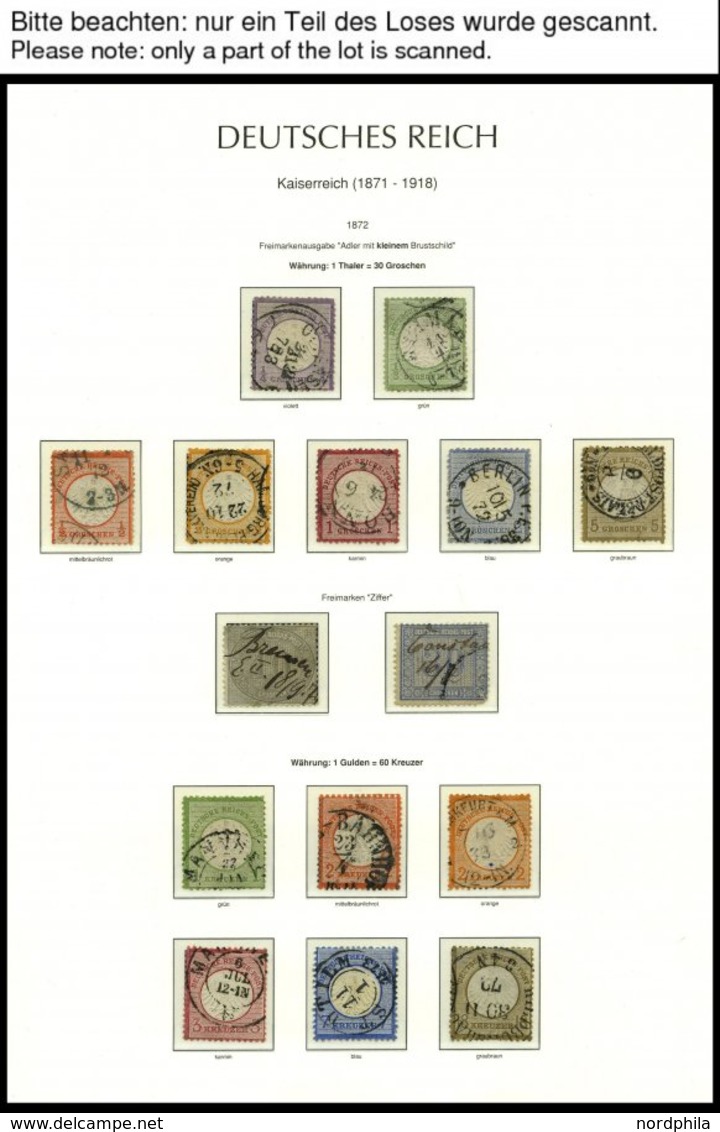 SAMMLUNGEN O, Sauber Gestempelte Sammlung Dt. Reich Von 1872-1918 Im Leuchtturm Falzlosalbum, Brustschilde Bis Auf Nr. 2 - Usados