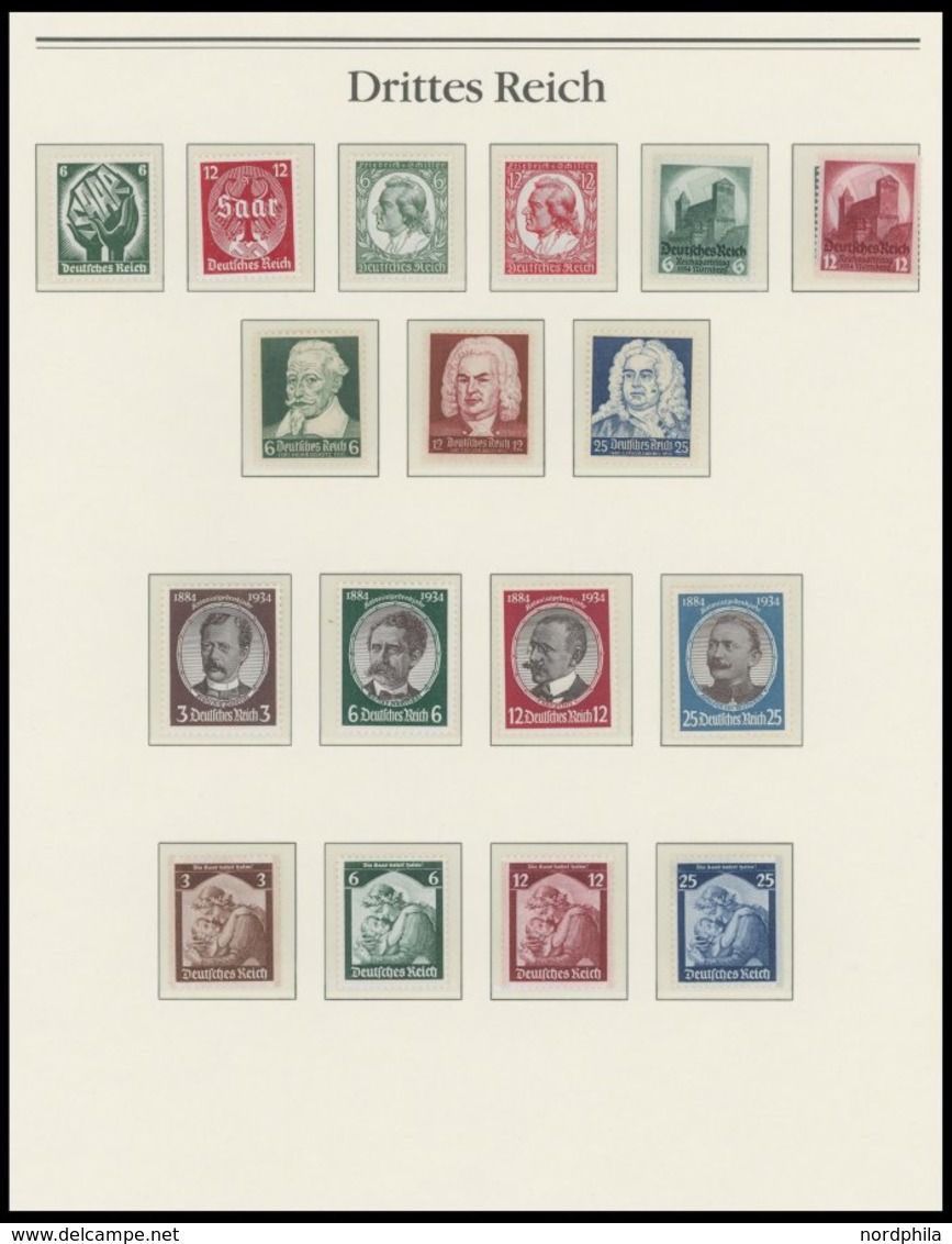 SAMMLUNGEN **, 1933-45, Bis Auf Mi.Nr. 491,496-507 Und Block 2 Und 3 Komplette Postfrische Sammlung Im Borek Album, Fast - Gebraucht