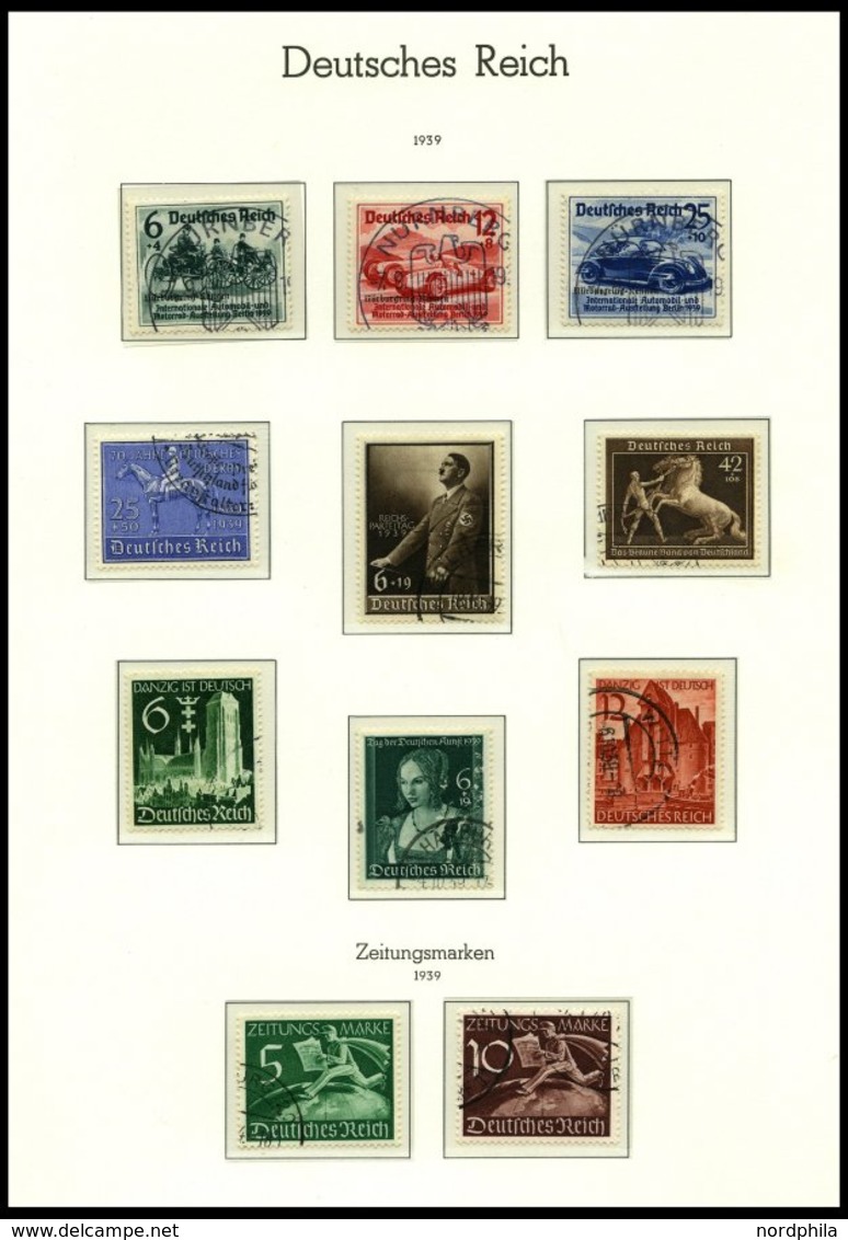 SAMMLUNGEN O, Gestempelte Sammlung Dt. Reich Von 1933-45 Im Leuchtturm Falzlosalbum, Bis Auf Nothilfe-Block, Chicagofahr - Usados