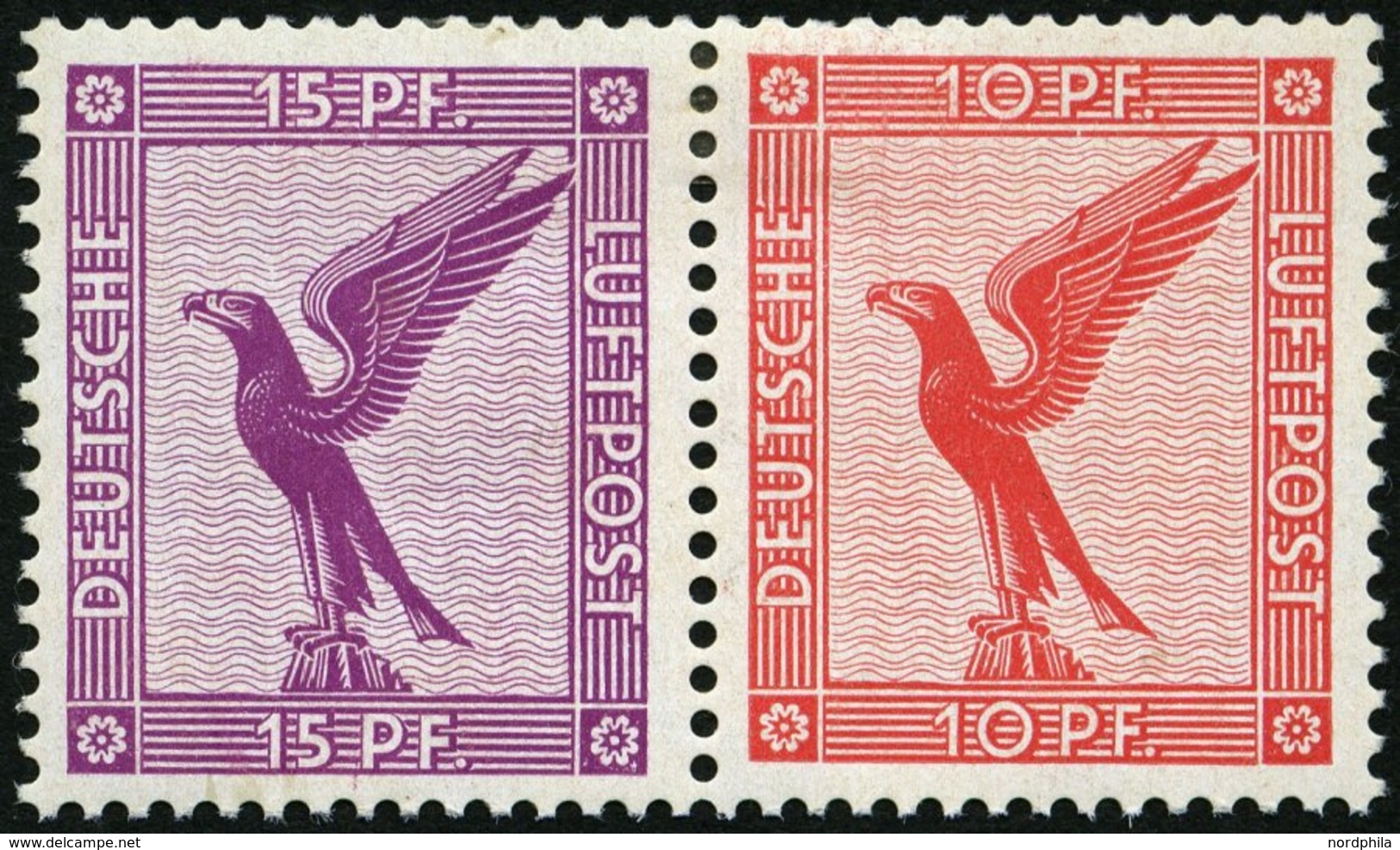 ZUSAMMENDRUCKE W 22 *, 1931, Adler 15 + 10, Feinst, Mi. 120.- - Se-Tenant