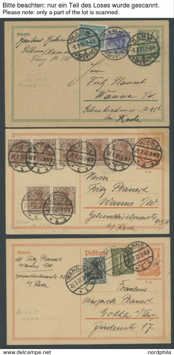 GANZSACHEN 1922/3, 32 Ganzsachenkarten POSTREITER Mit Verschiedenen Inflations-Zusatzfrankaturen, Teils Seltene Portostu - Otros & Sin Clasificación