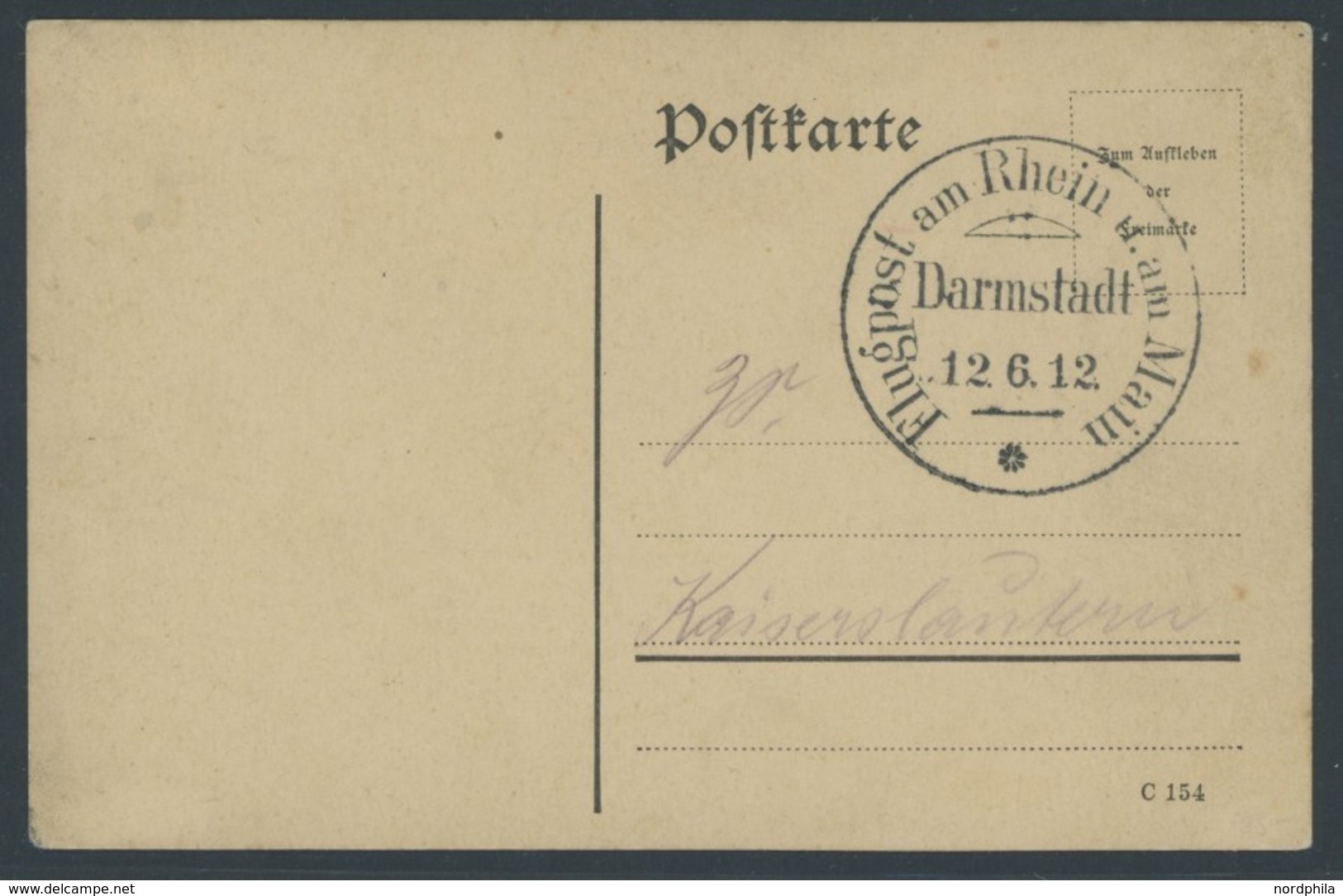 ZEPPELINPOST Brief , 1912, Flp. Am Rhein Und Main Auf Portofreier ZS-Karte (Zeitungsstelle) Mit Ersttags-Sonderstempel D - Luchtpost & Zeppelin