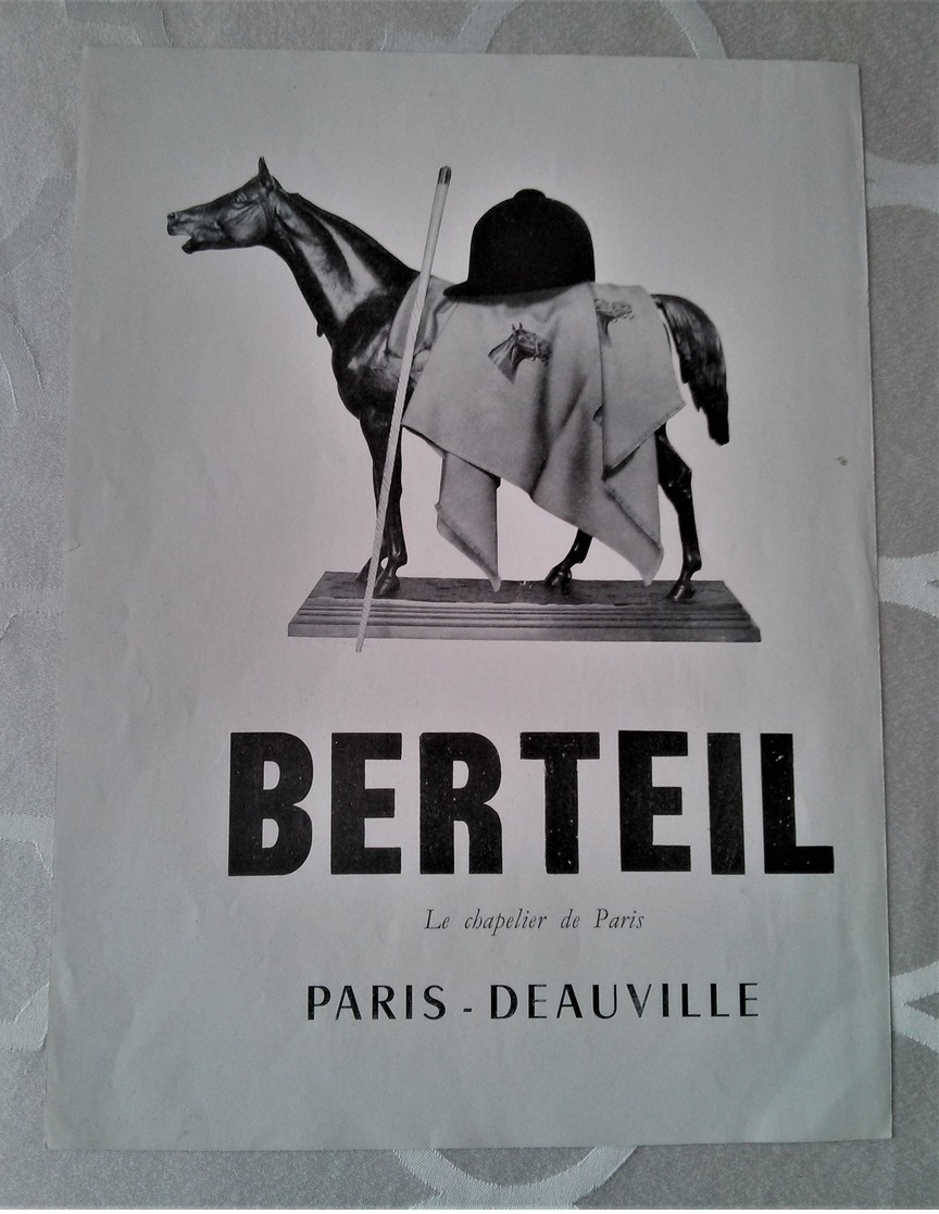 Berteil, Le Chapelier De Paris-Deauville, équitation, Cheval - Advertising