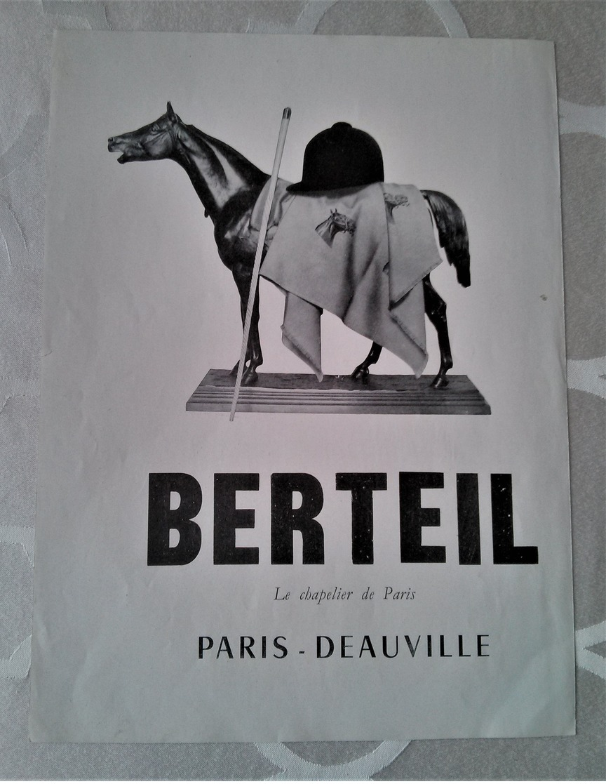 Berteil, Le Chapelier De Paris-Deauville, équitation, Cheval - Publicités