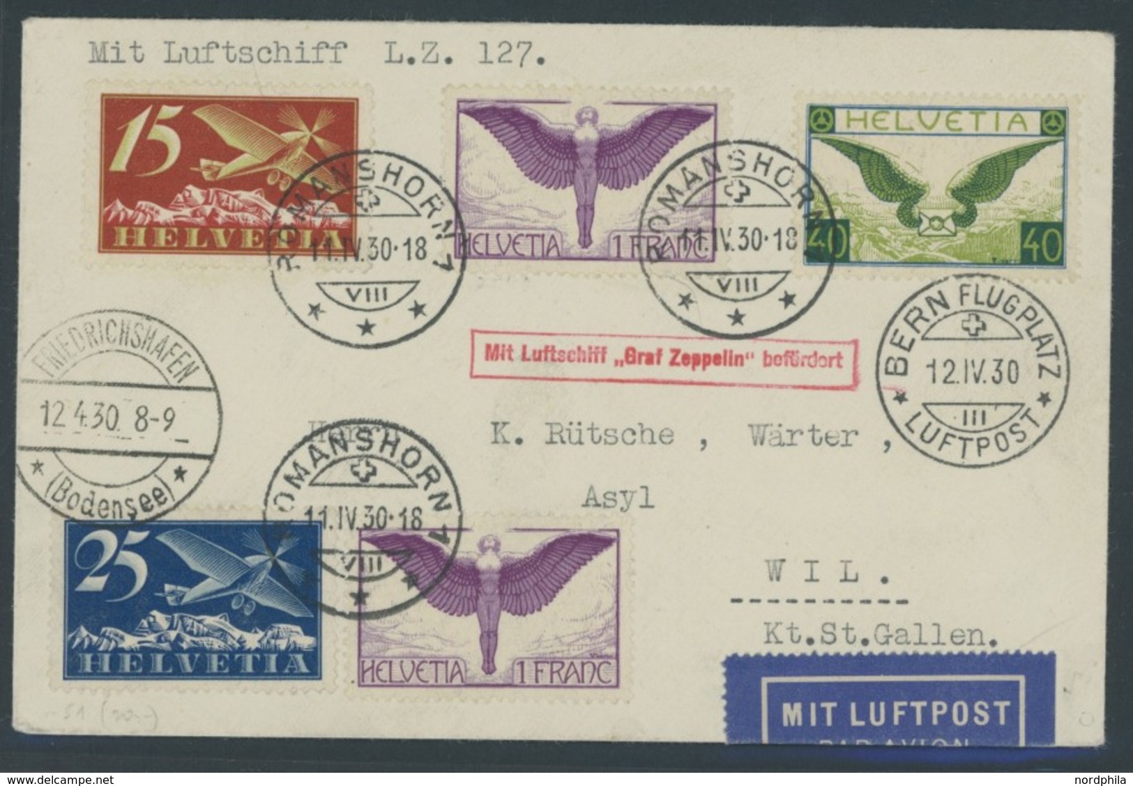 ZULEITUNGSPOST 51A BRIEF, Schweiz: 1930, Schweizfahrt, Abwurf Bern, Prachtbrief, R! - Correo Aéreo & Zeppelin