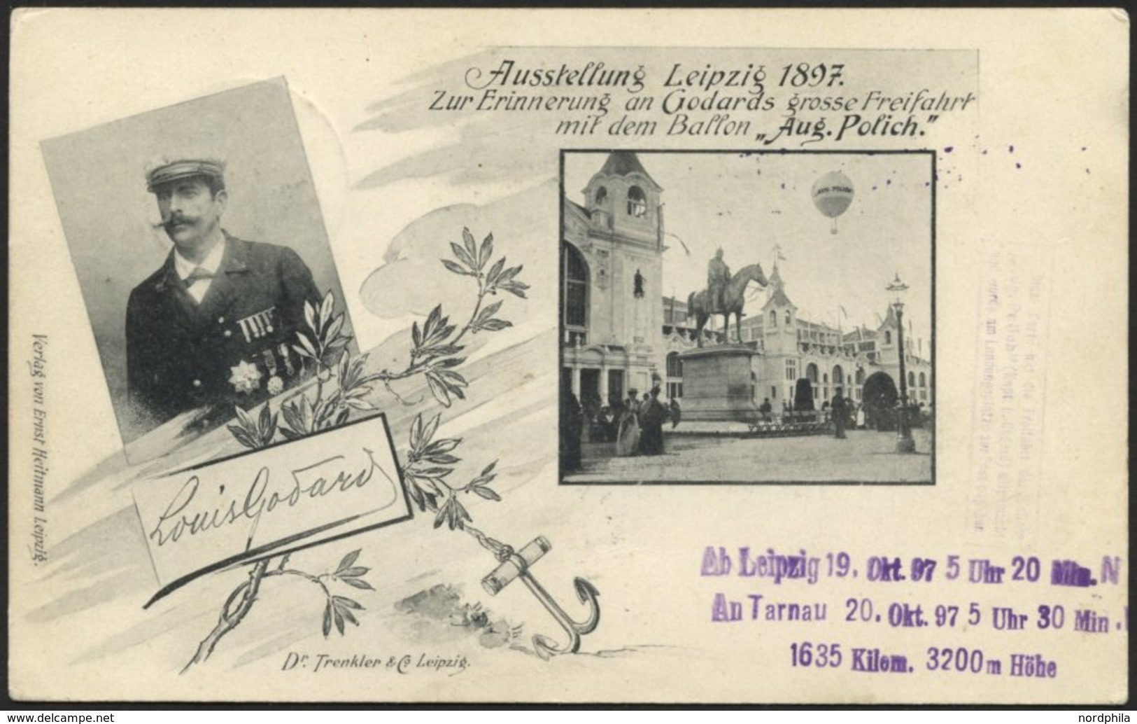 BALLON-FAHRTEN 1897-1916 19.10.1897, Freifahrt Des Ballons AUG. POLICH Mit Kapitän Louis Godard Am Letzten Ausstellungst - Montgolfier
