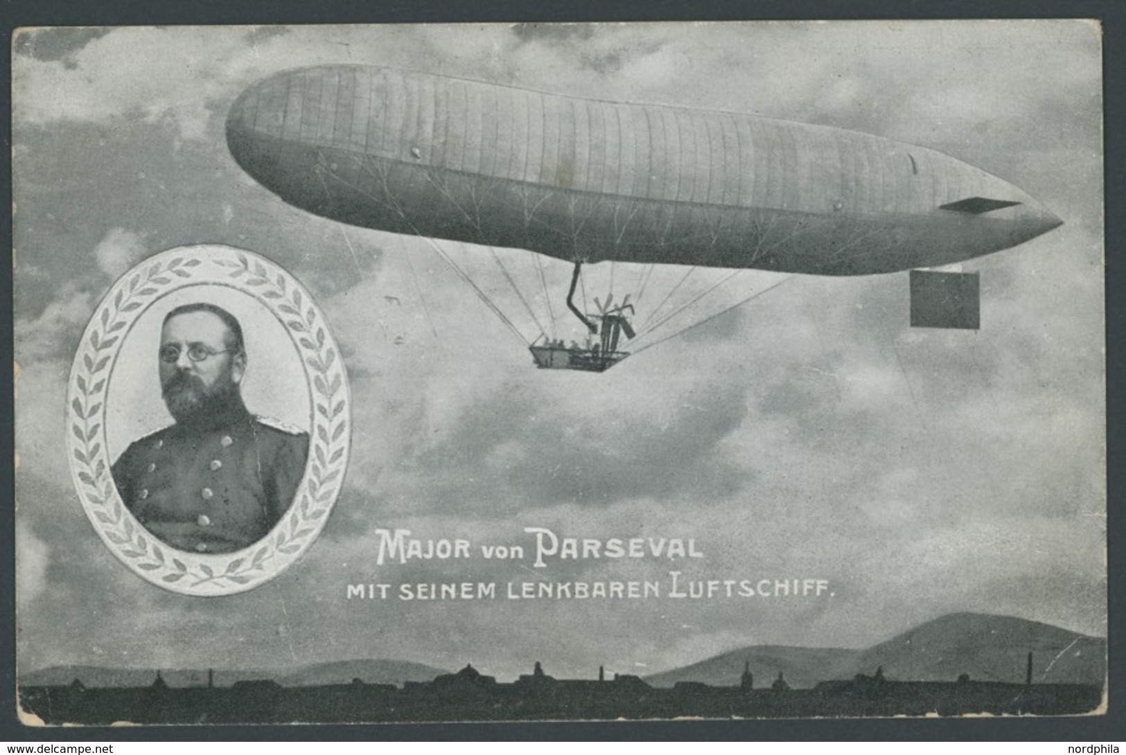 PIONIERFLUGPOST 1909-1914 1909, Luftschiffpionier Major Von Parseval, Portraitkarte Mit Eigenhhändiger Unterschrift, Kar - Airplanes