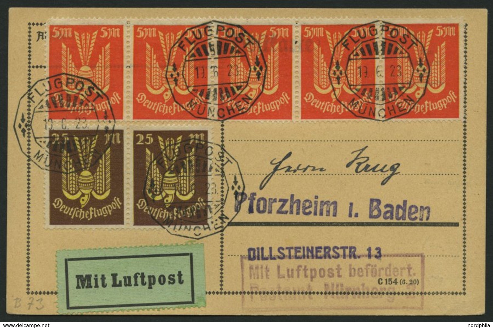 SPÄTERE FLÜGE (SPF) 23.9.07 BRIEF, 16.6.1923, München-Nürnberg, Prachtkarte - Aviones