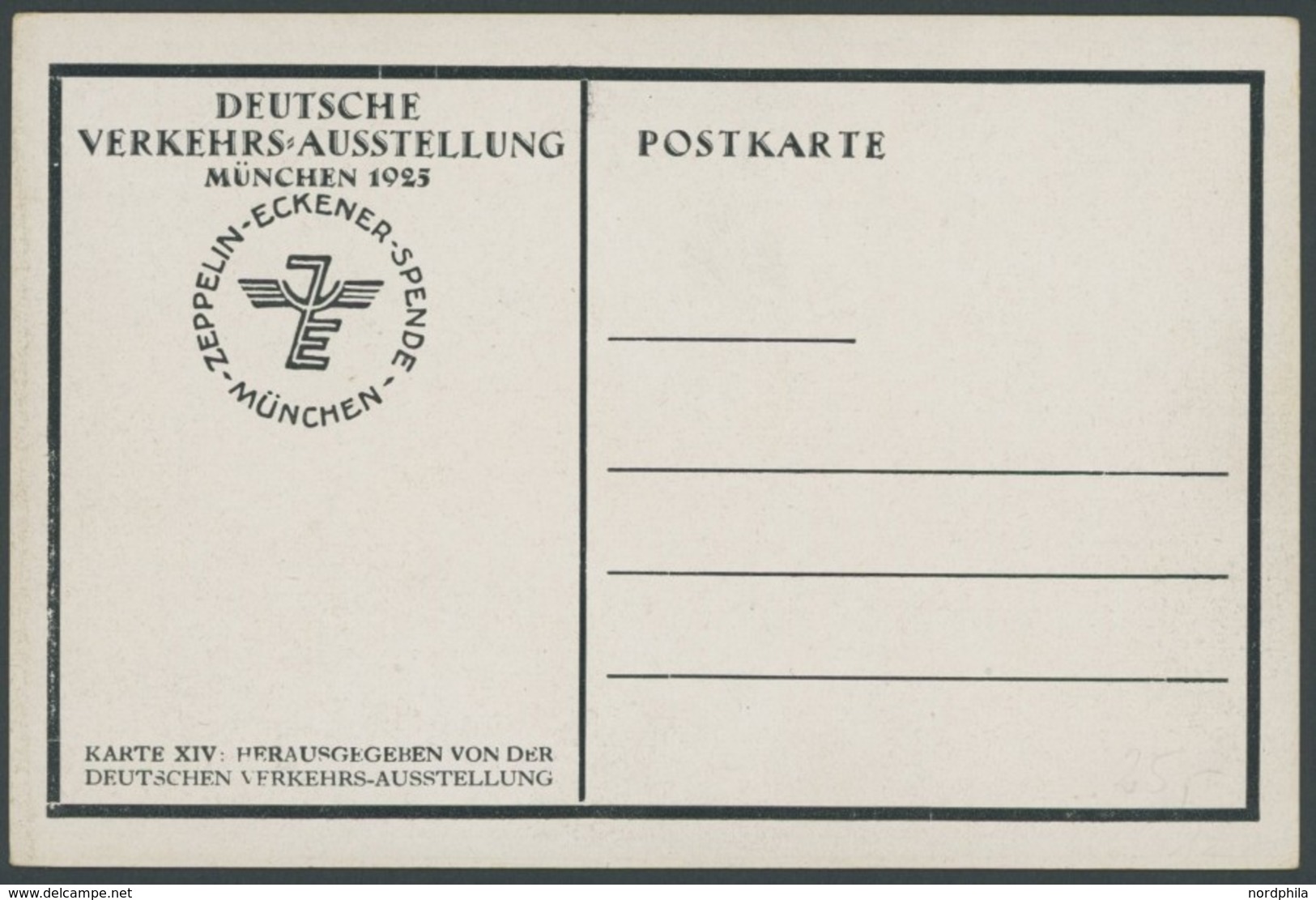 LUFTPOST-VIGNETTEN 1925, Zeppelin-Eckener-Spende, Farbige Künstlerkarte Deutsche Verkehrs-Ausstellung München 1925, Unge - Correo Aéreo & Zeppelin