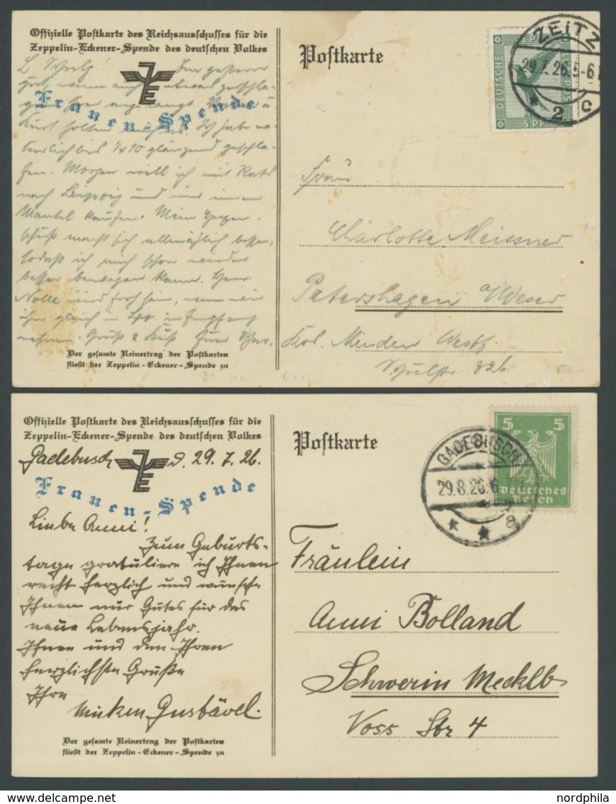 LUFTPOST-VIGNETTEN 1926, Zeppelin-Eckener-Spende, 2 Portrait-Ansichtskarten (von Zeppelin Und Eckener) Mit Zusatzaufdruc - Correo Aéreo & Zeppelin