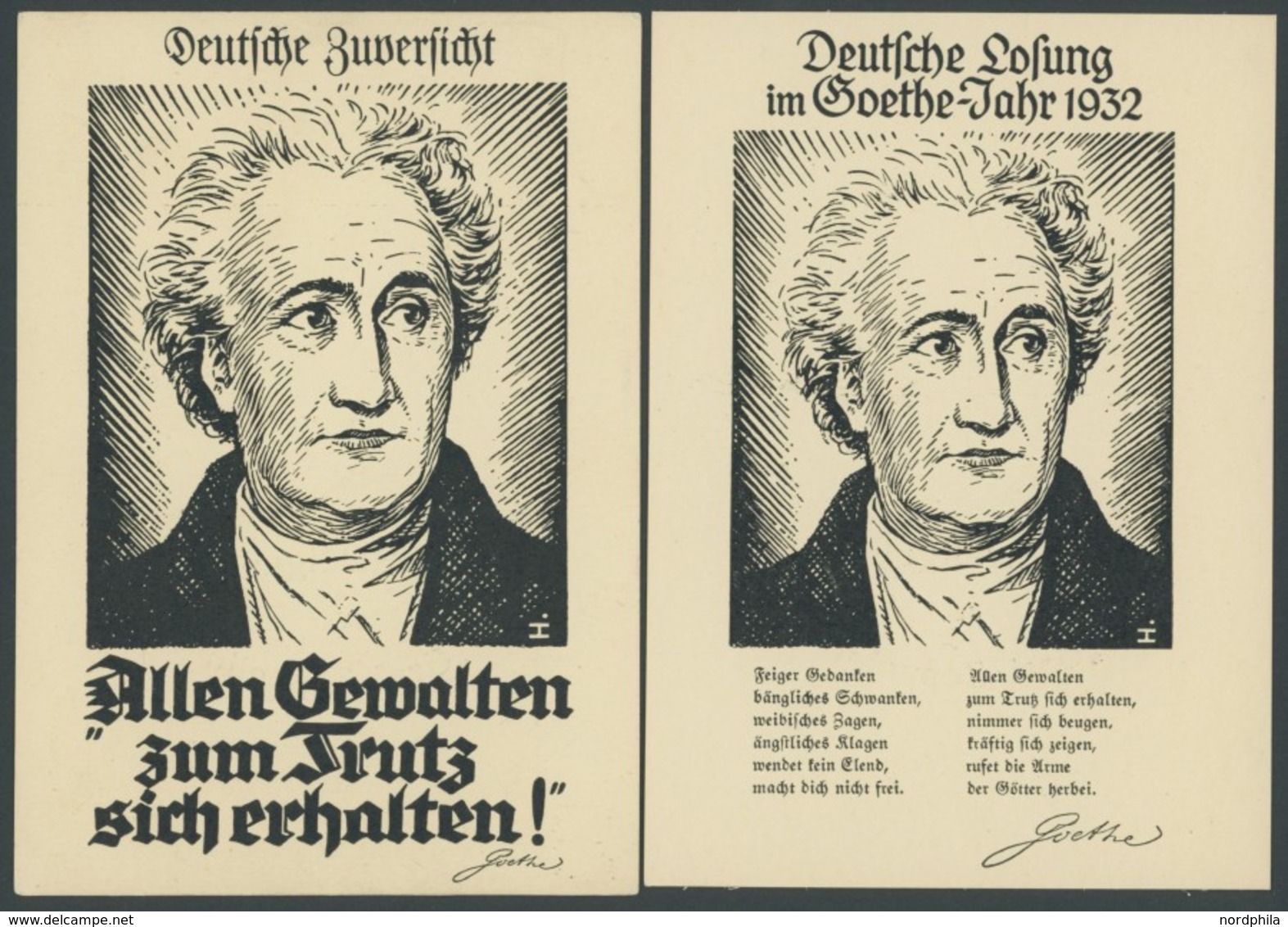 ALTE ANSICHTSKARTEN Goethe-Huldigungsfahrt Des Graf Zeppelin, 3 Verschiedene Erinnerungskarten, Dabei Edel Sei Der Mensc - Otros & Sin Clasificación