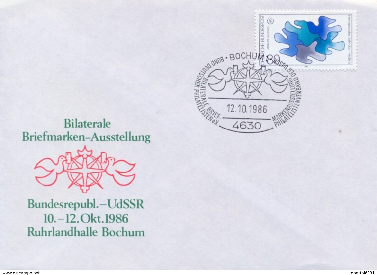 Germany BRD 1986 Cover With Bochum Special Cancel BRD-USSR Philatelic Exhibition - Esposizioni Filateliche