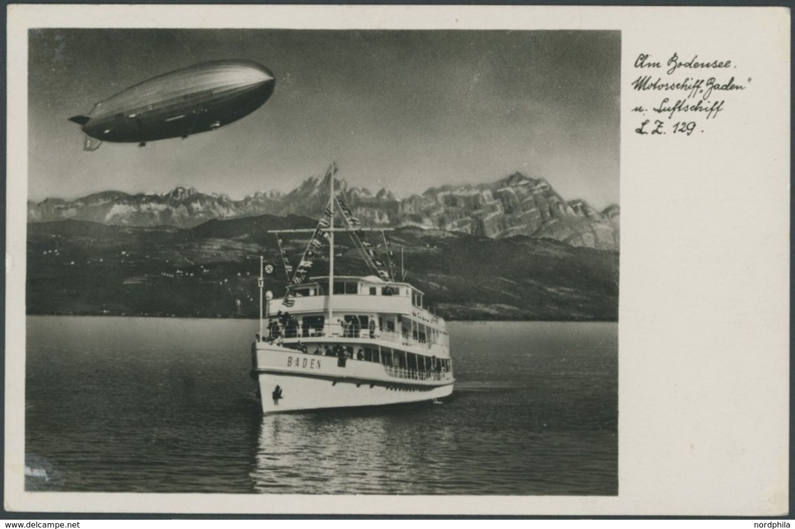ALTE ANSICHTSKARTEN 1931, LZ 129 Und Das Motorschiff Baden Am Bodensee, Gebraucht, Mit Violettem Graf Zeppelin Besichtig - Other & Unclassified